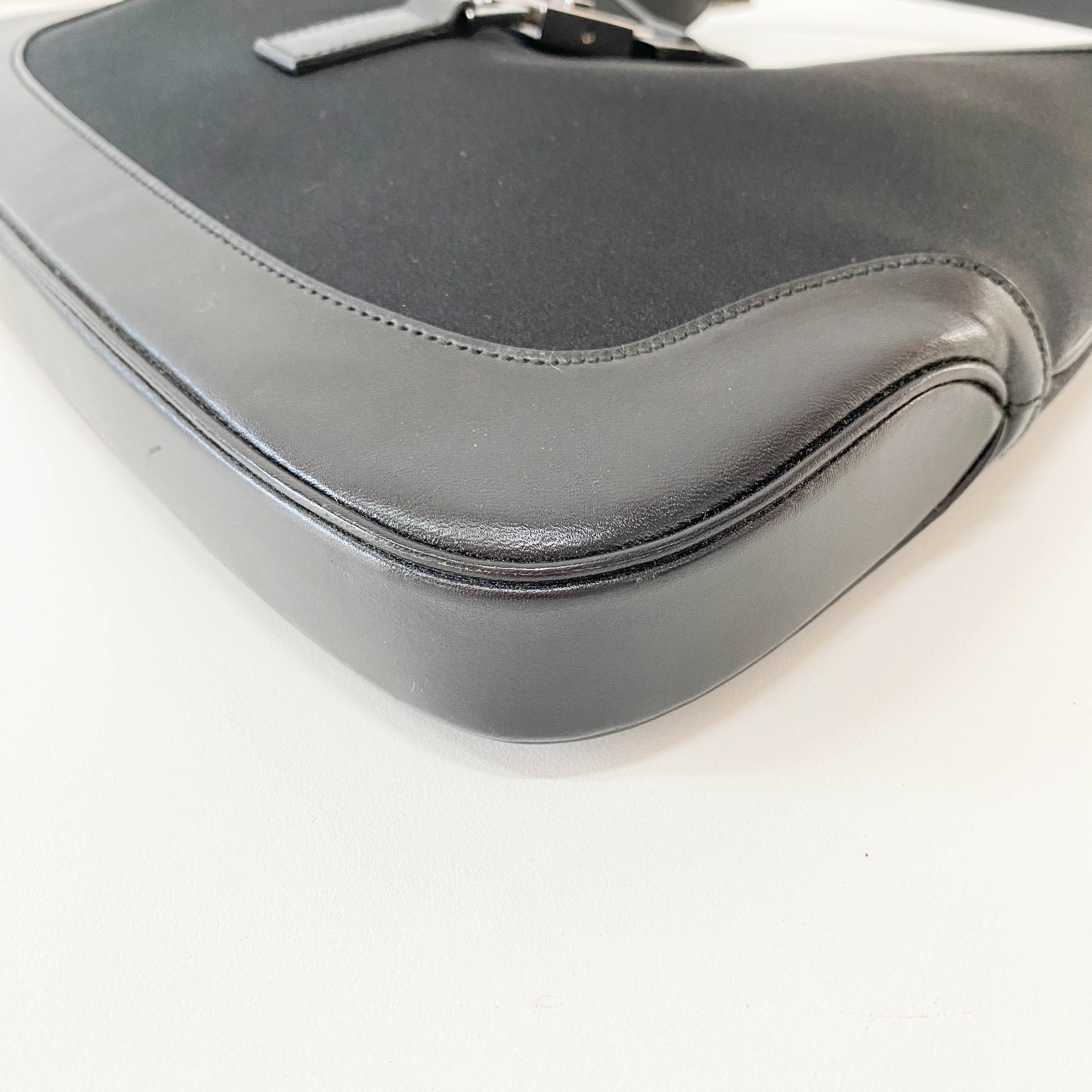 Jackie Satin Black Shoulder Bag