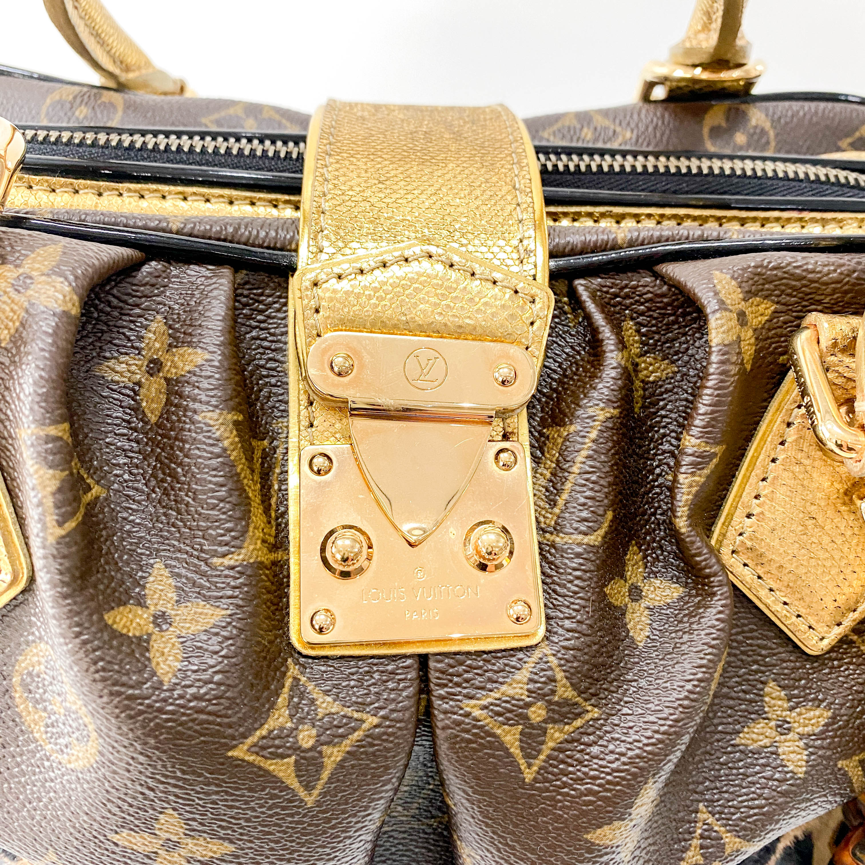 Adele Monogram Leather & Leopard Print Pony Hair Handle Bag