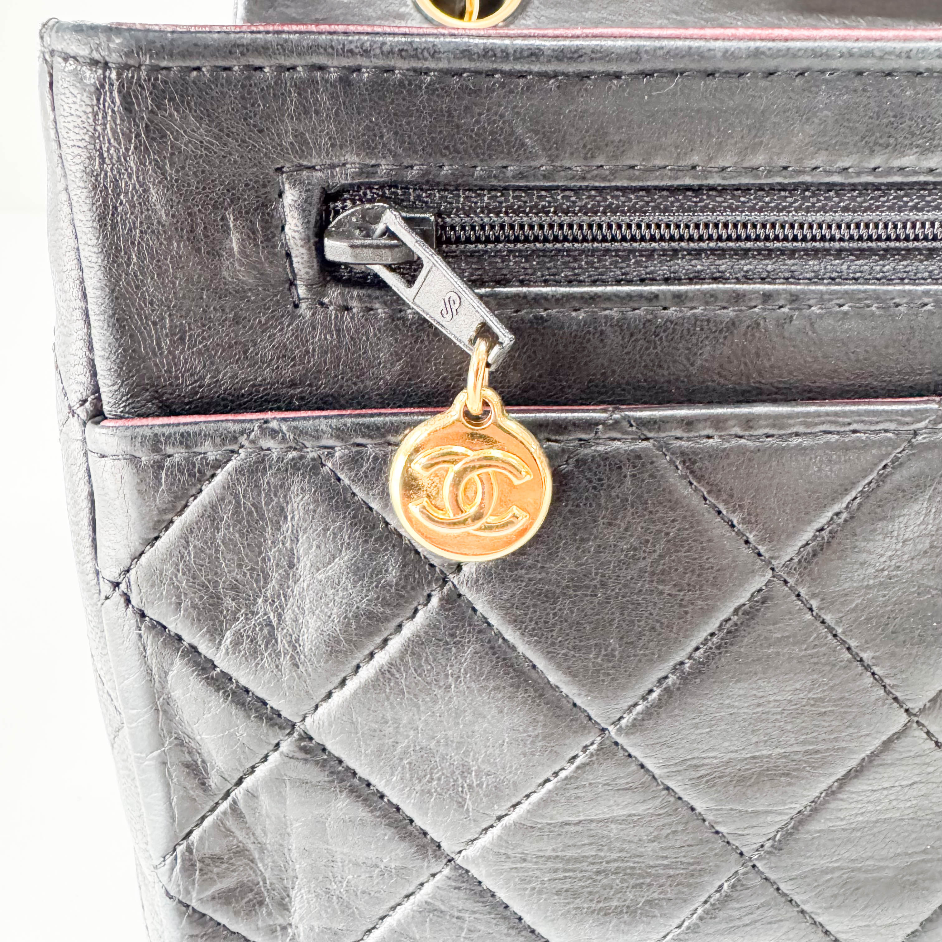 Timeless Classic Double Flap Matelassé Black Leather Chain Bag