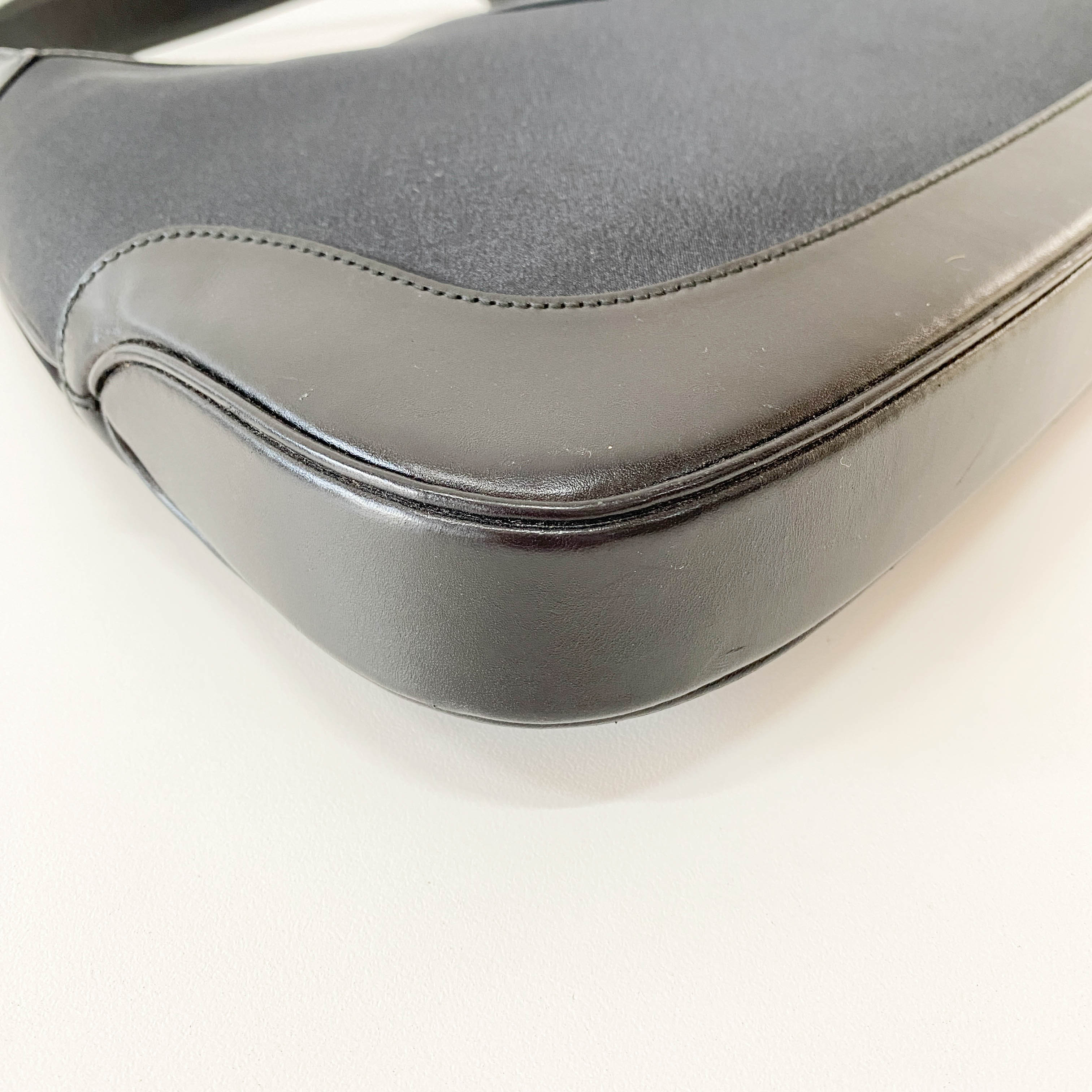 Jackie Satin Black Shoulder Bag