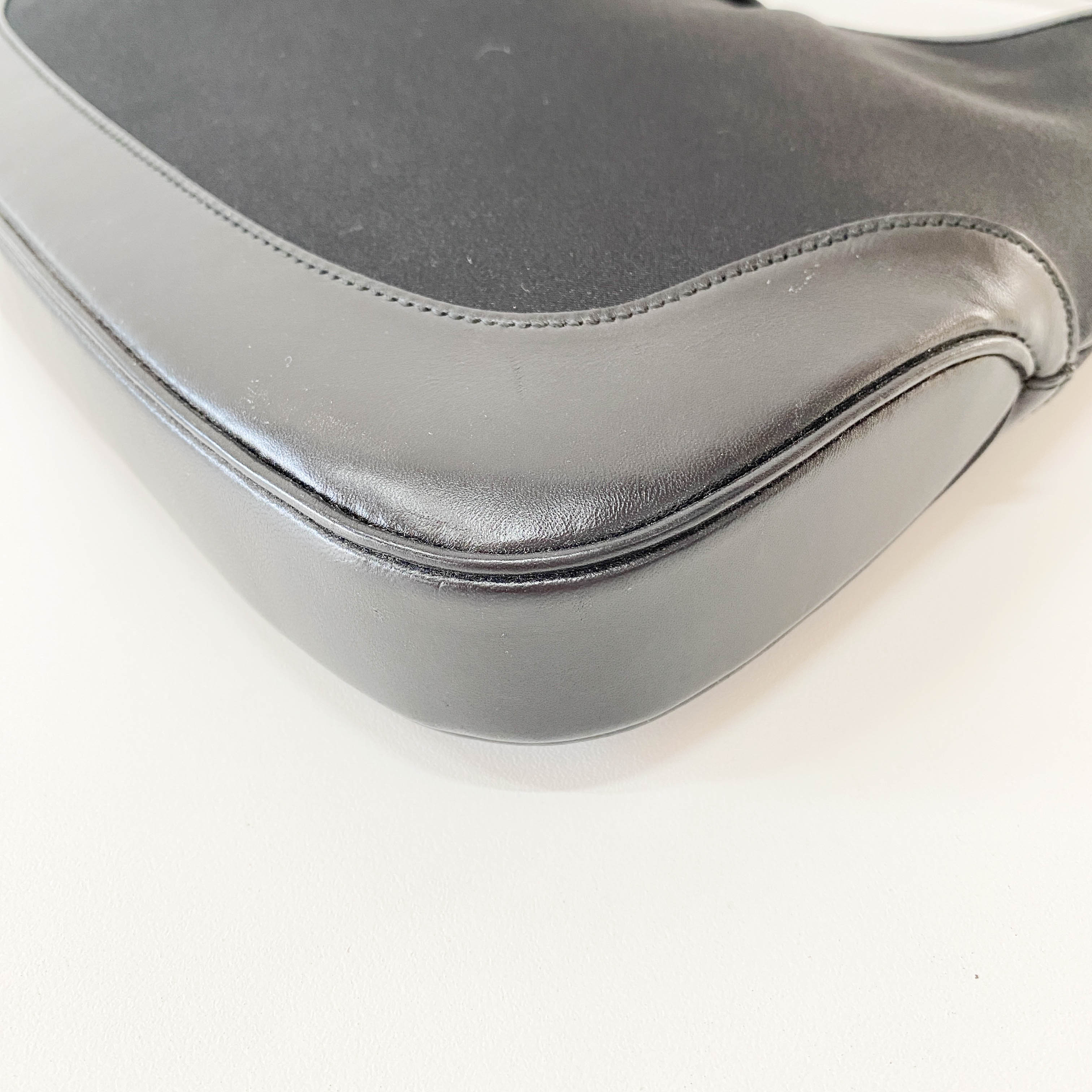 Jackie Satin Black Shoulder Bag