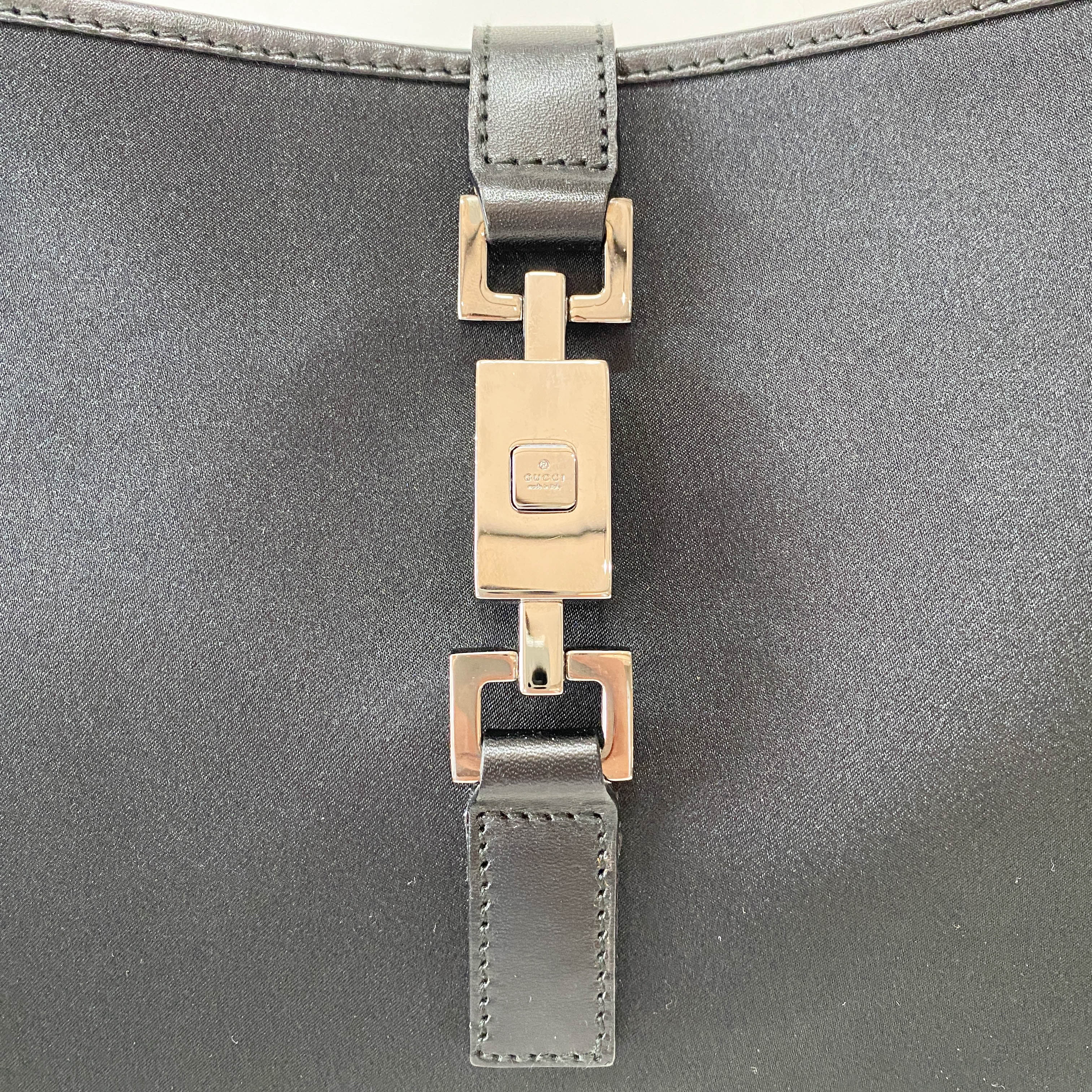 Jackie Satin Black Shoulder Bag