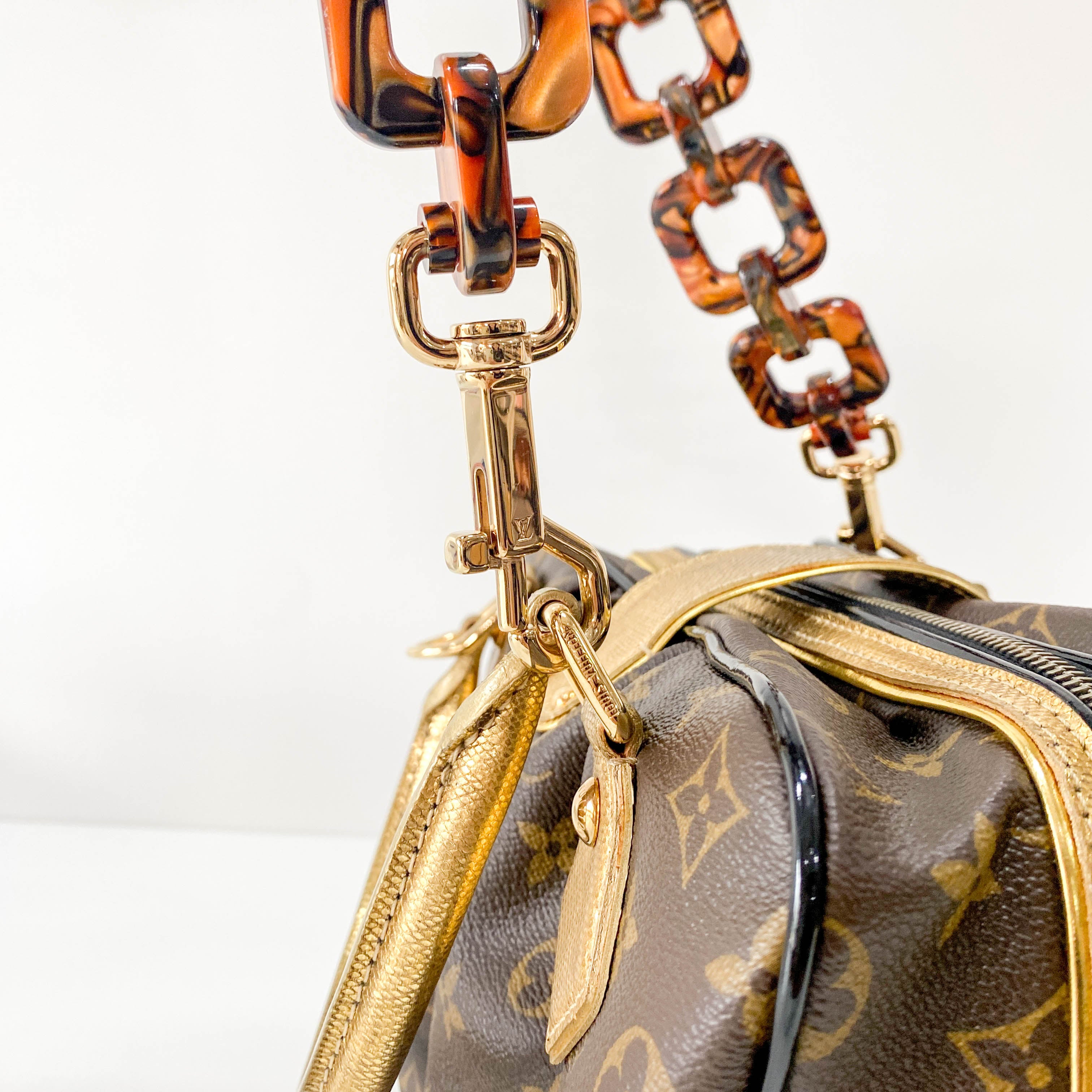 Adele Monogram Leather & Leopard Print Pony Hair Handle Bag