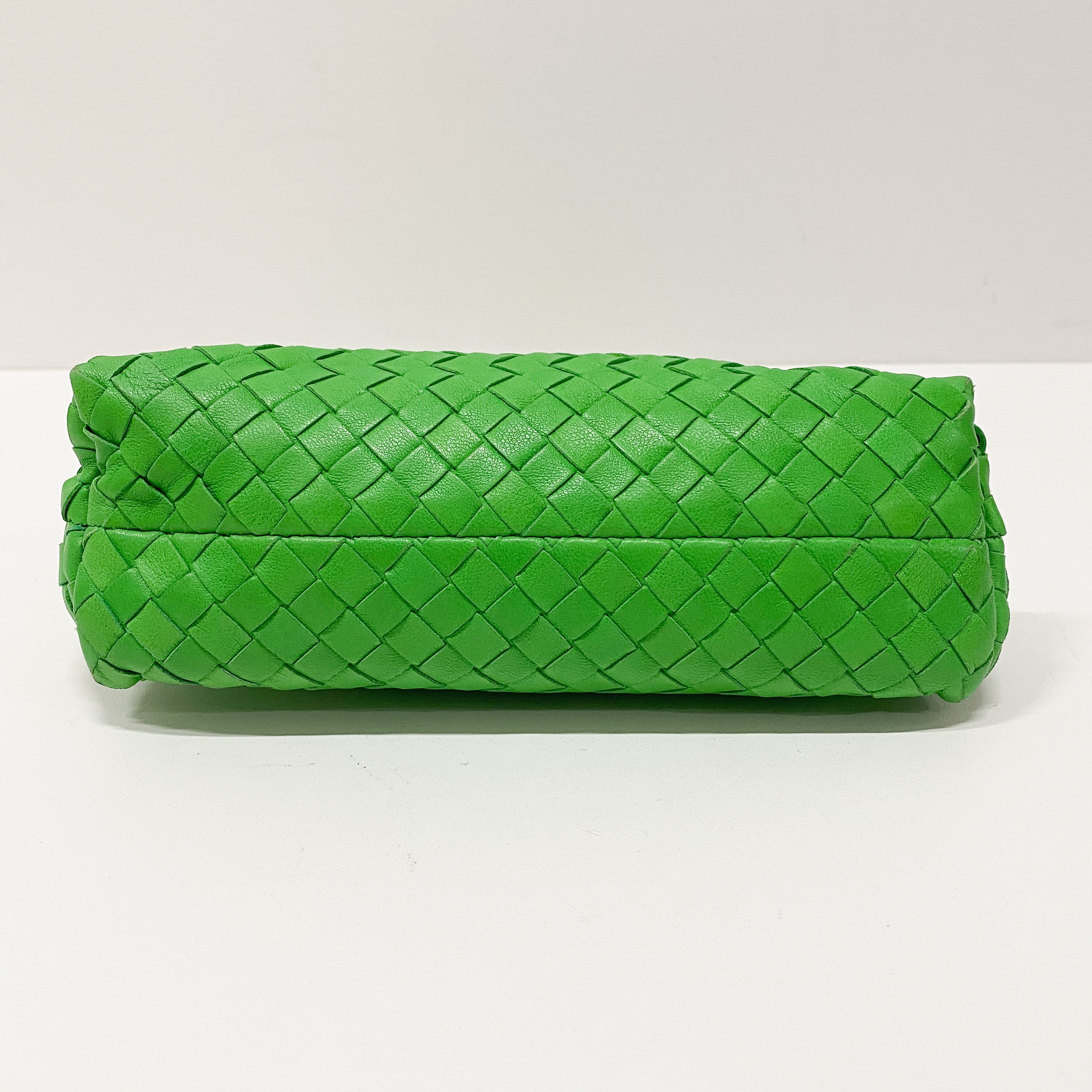 Intrecciato Small Green Leather Shoulder Bag