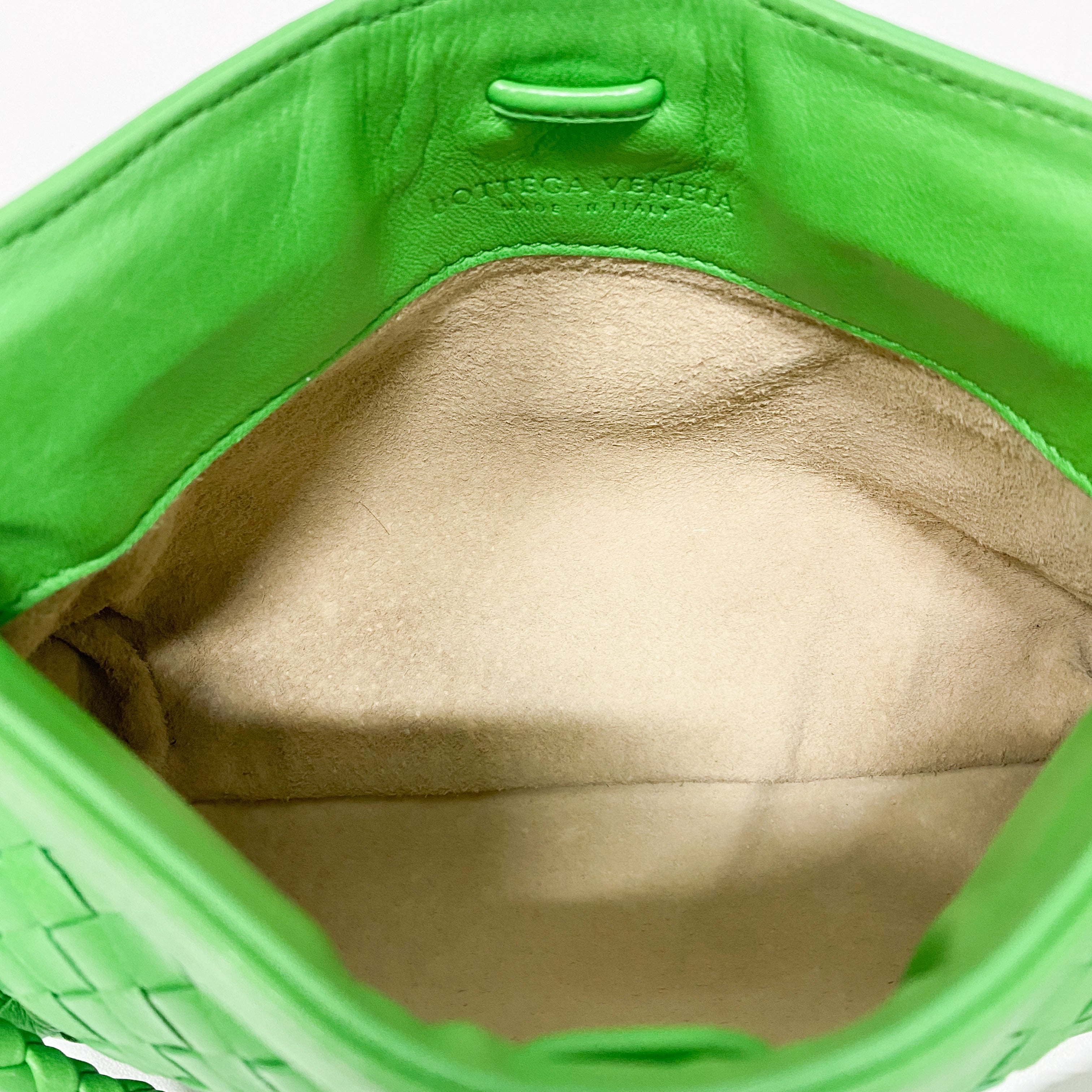 Intrecciato Small Green Leather Shoulder Bag