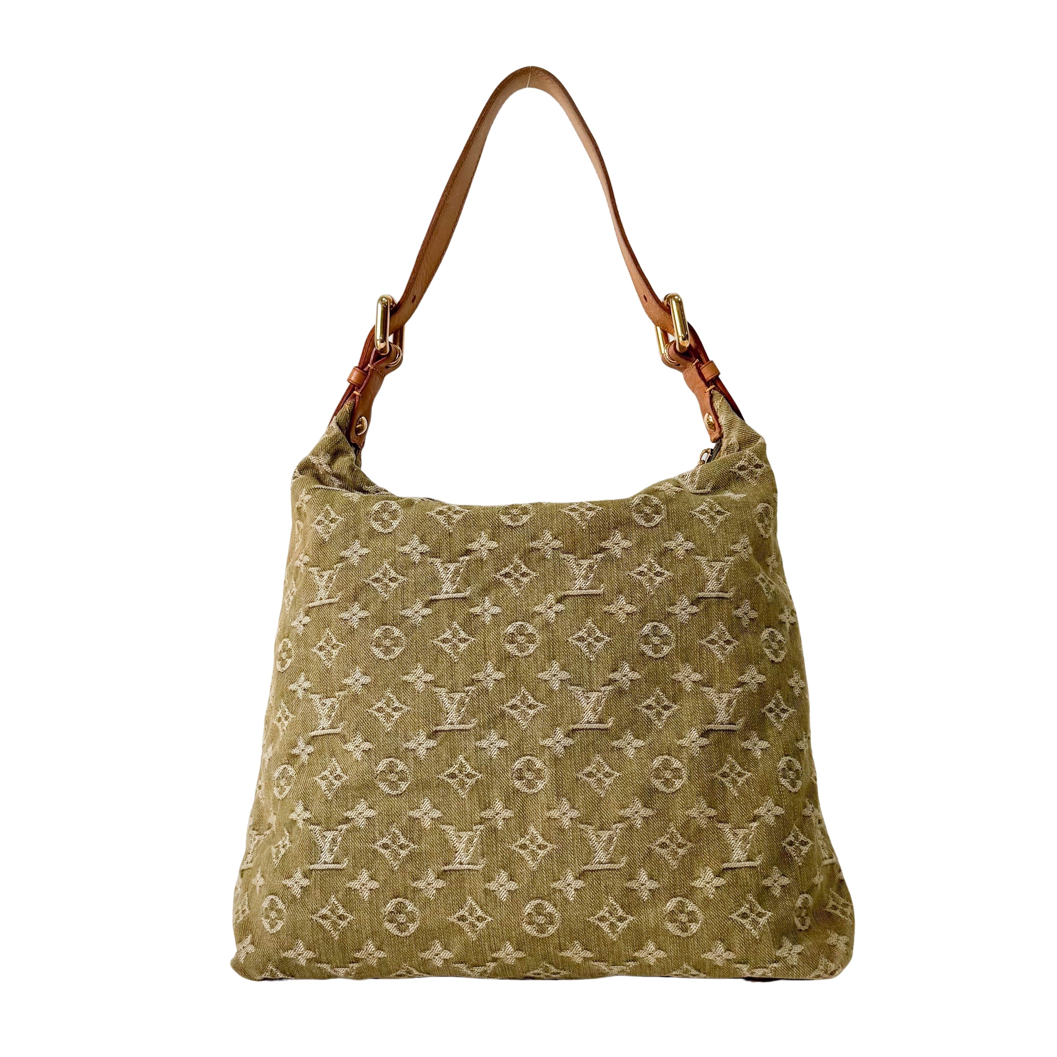 Baggy Khaki Denim Monogram GM Shoulder Bag