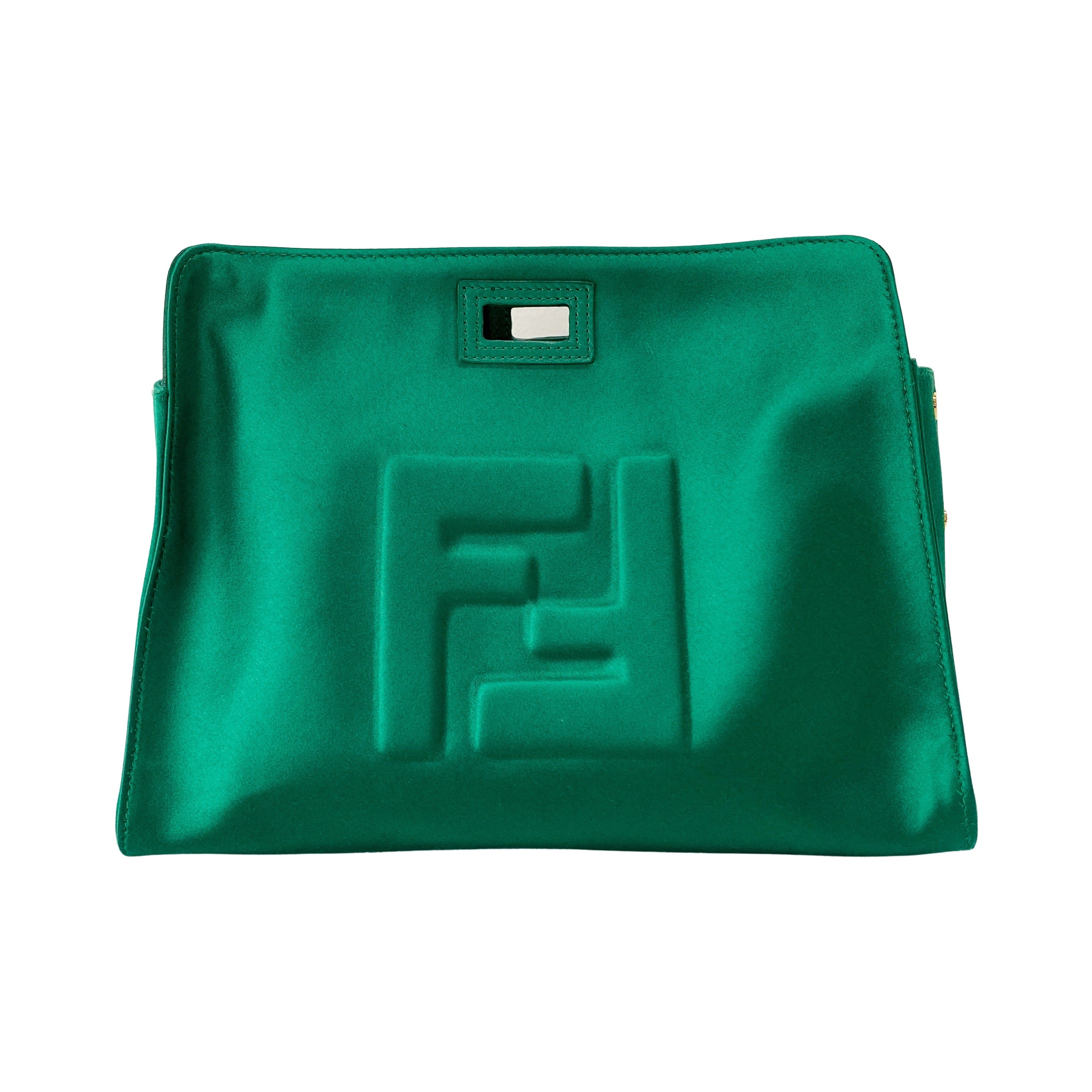 Peek-a-Boo Defender Green Satin Bag