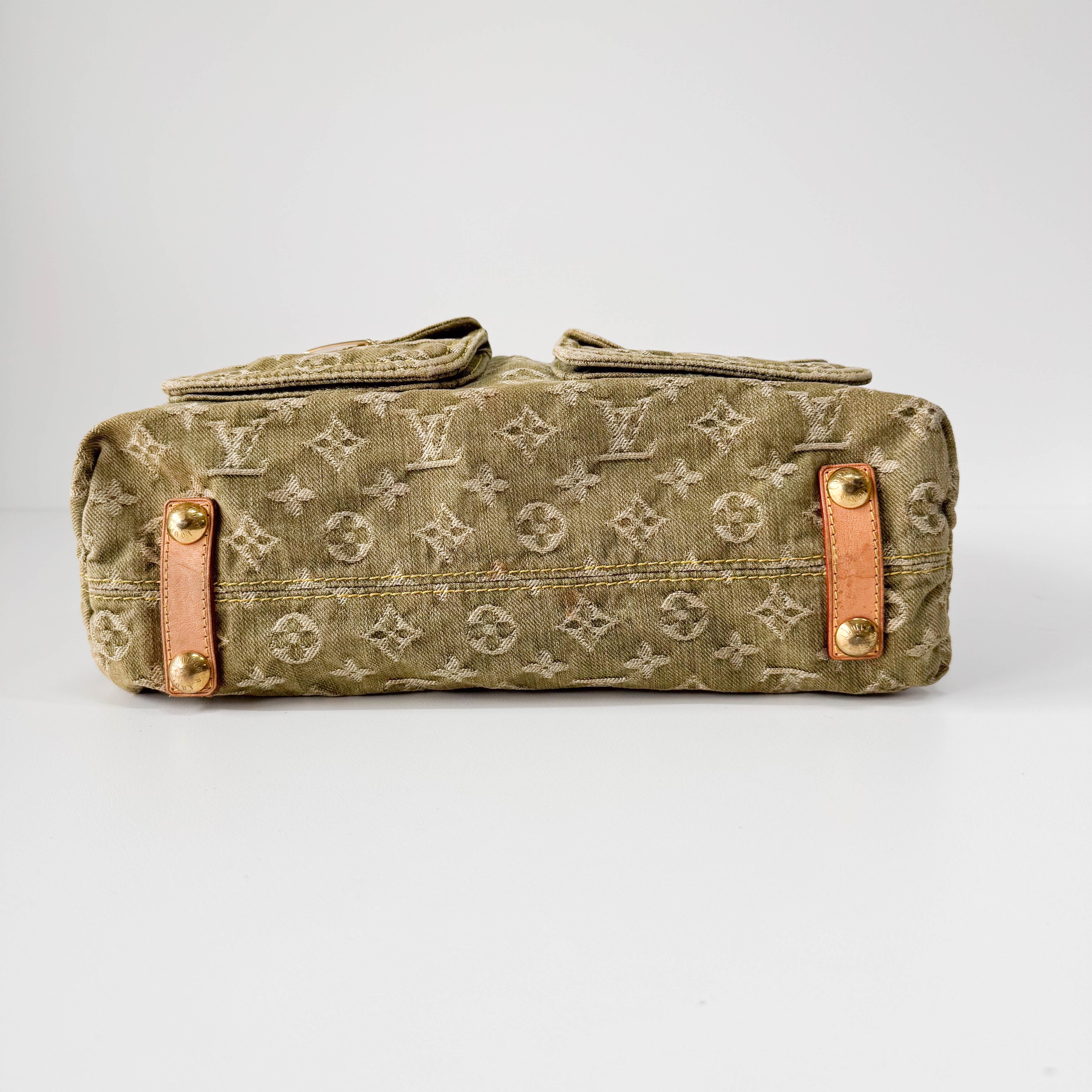 Baggy Khaki Denim Monogram GM Shoulder Bag