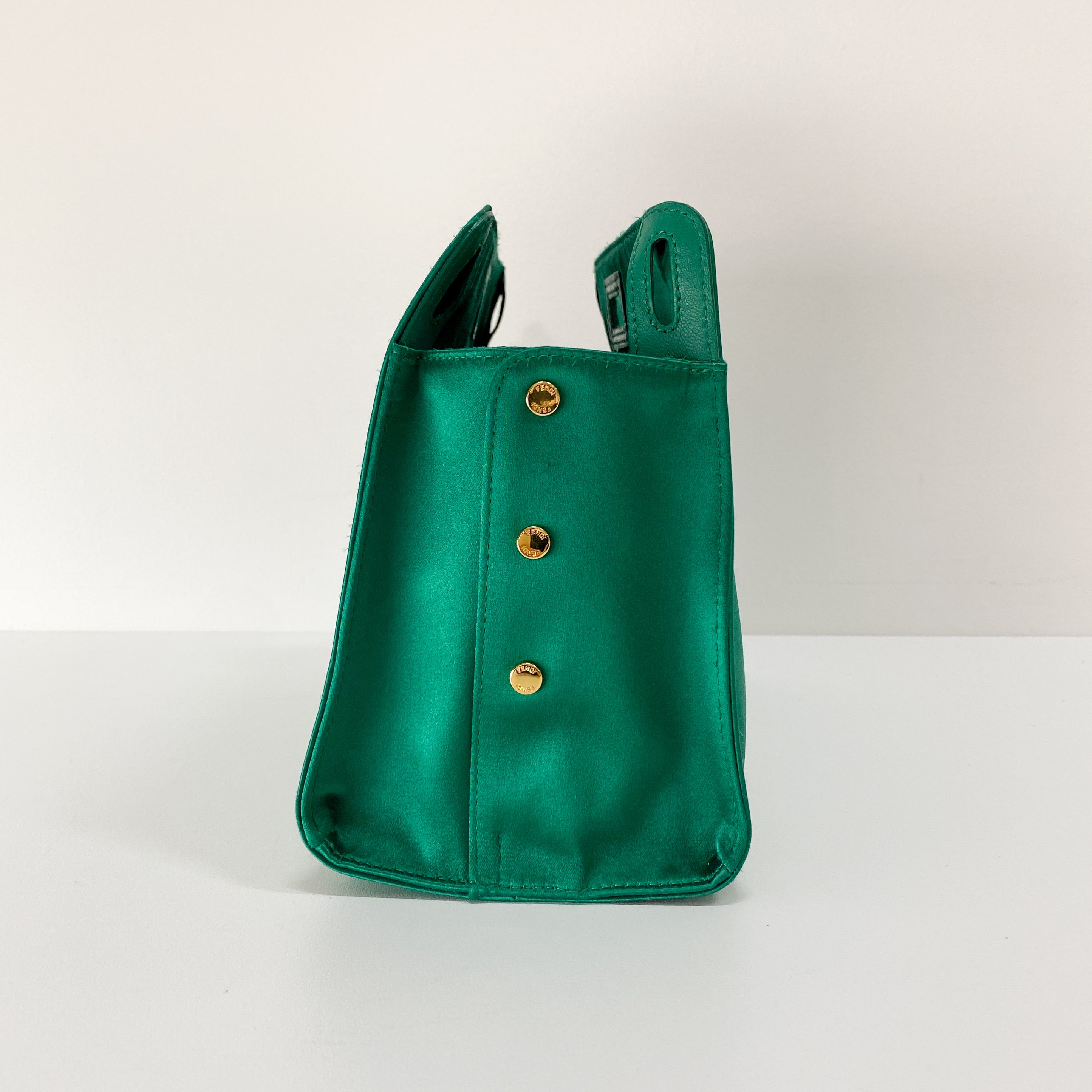 Peek-a-Boo Defender Green Satin Bag