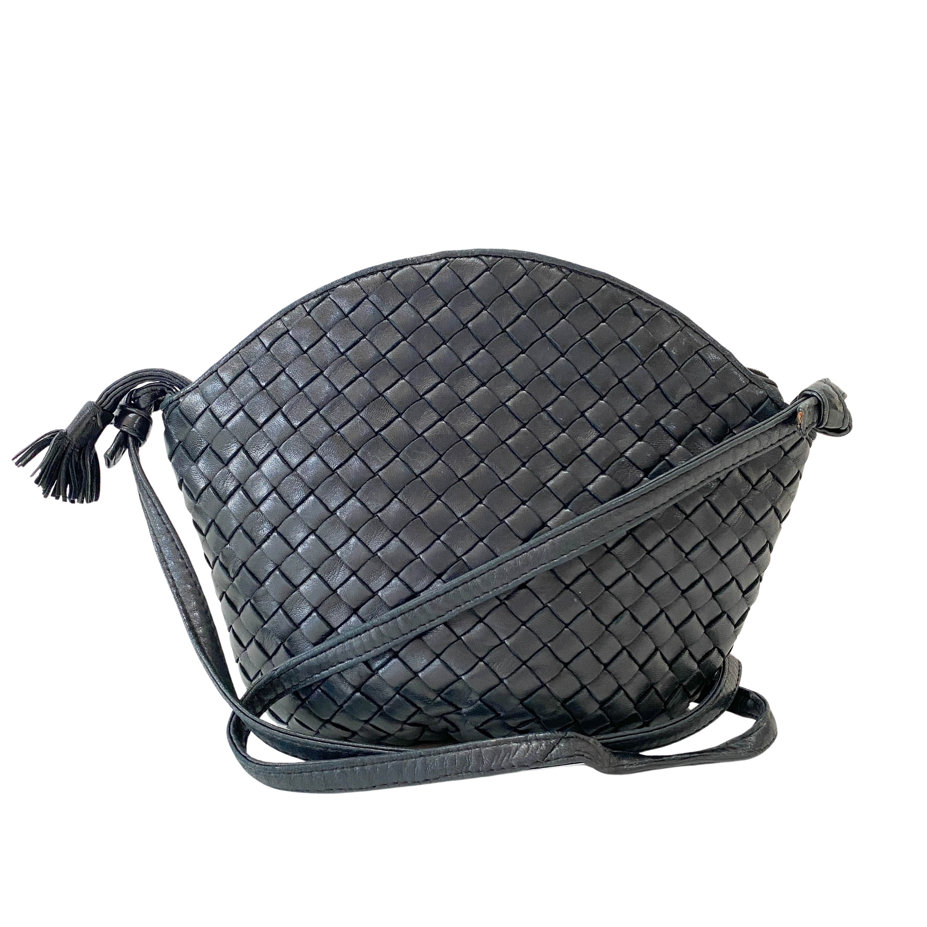 Intrecciato Black Shoulder Bag