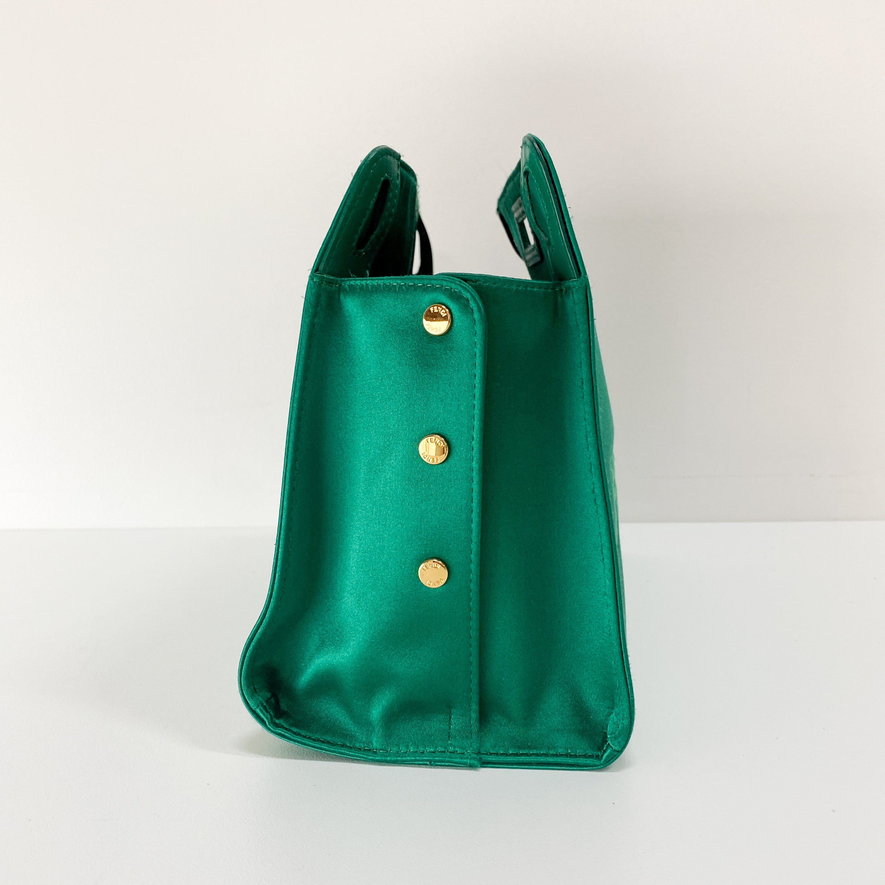Peek-a-Boo Defender Green Satin Bag