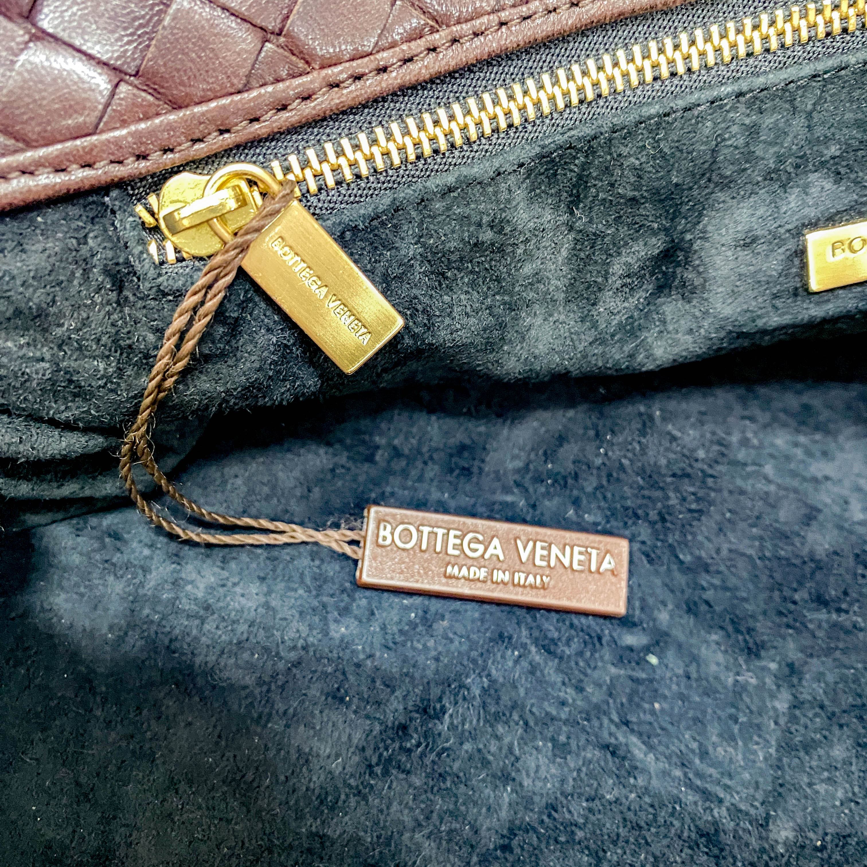 Intrecciato Brown Leather Large Strap Shoulder Bag