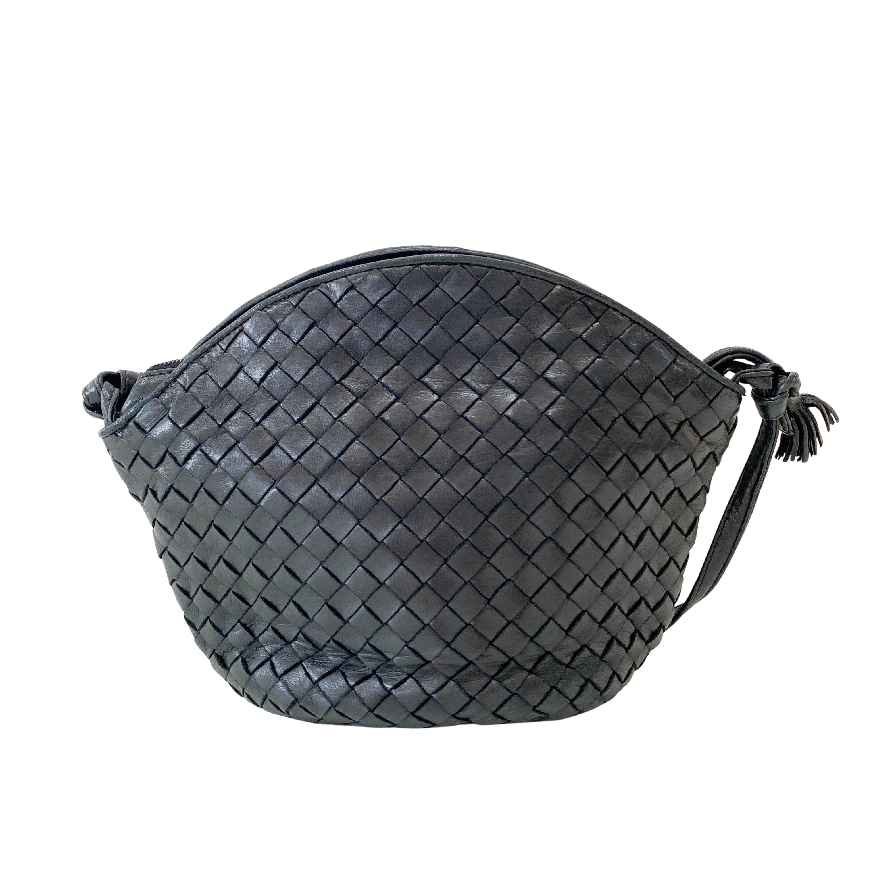 Intrecciato Black Shoulder Bag