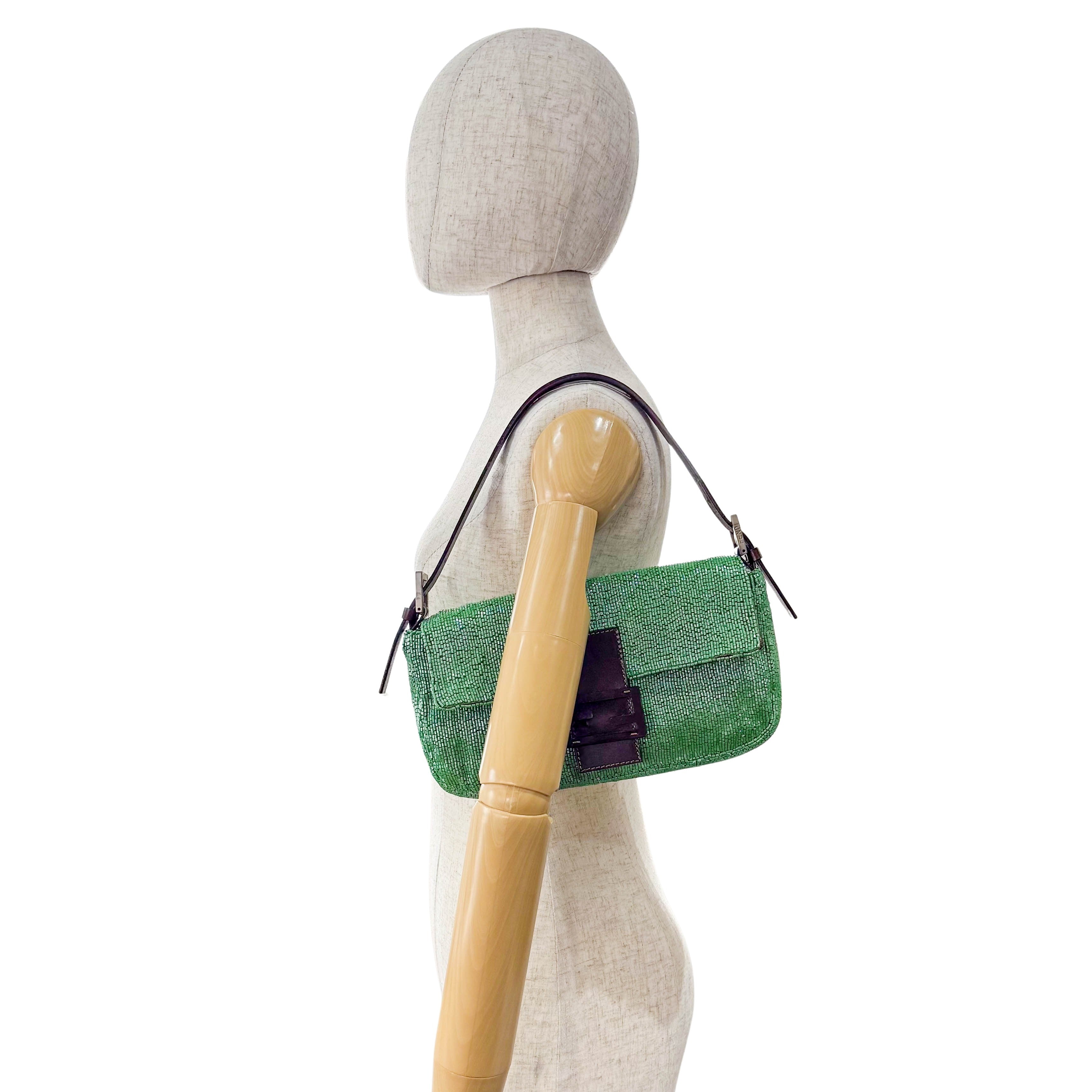 Baguette Green Beads Shoulder Bag