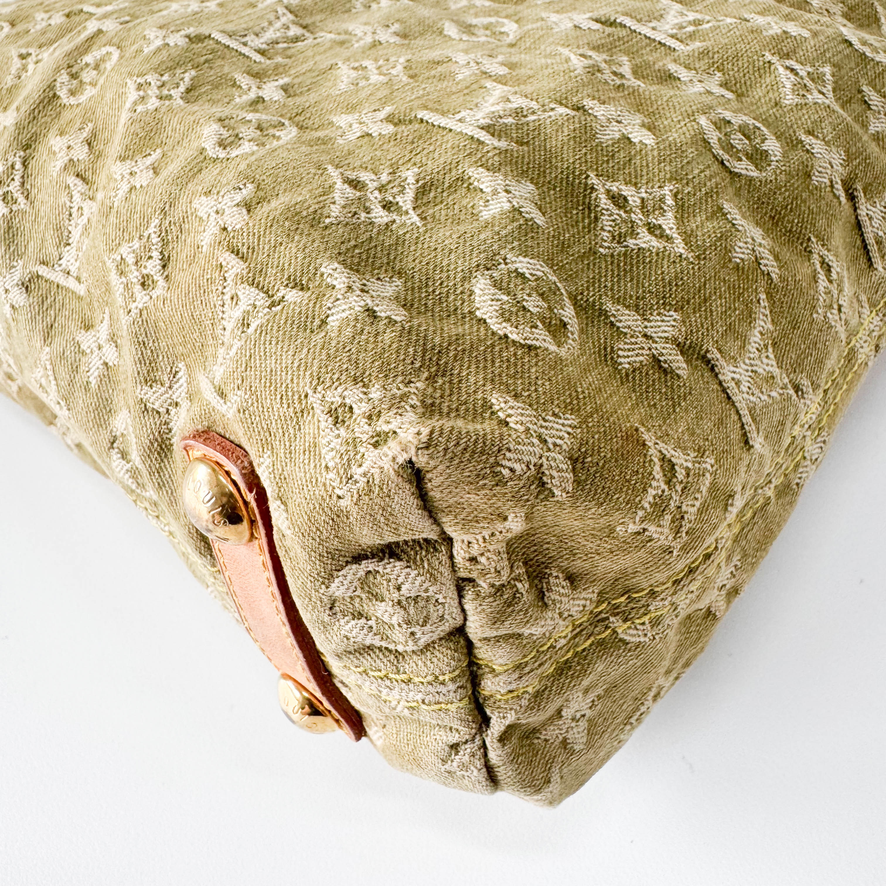 Baggy Khaki Denim Monogram GM Shoulder Bag