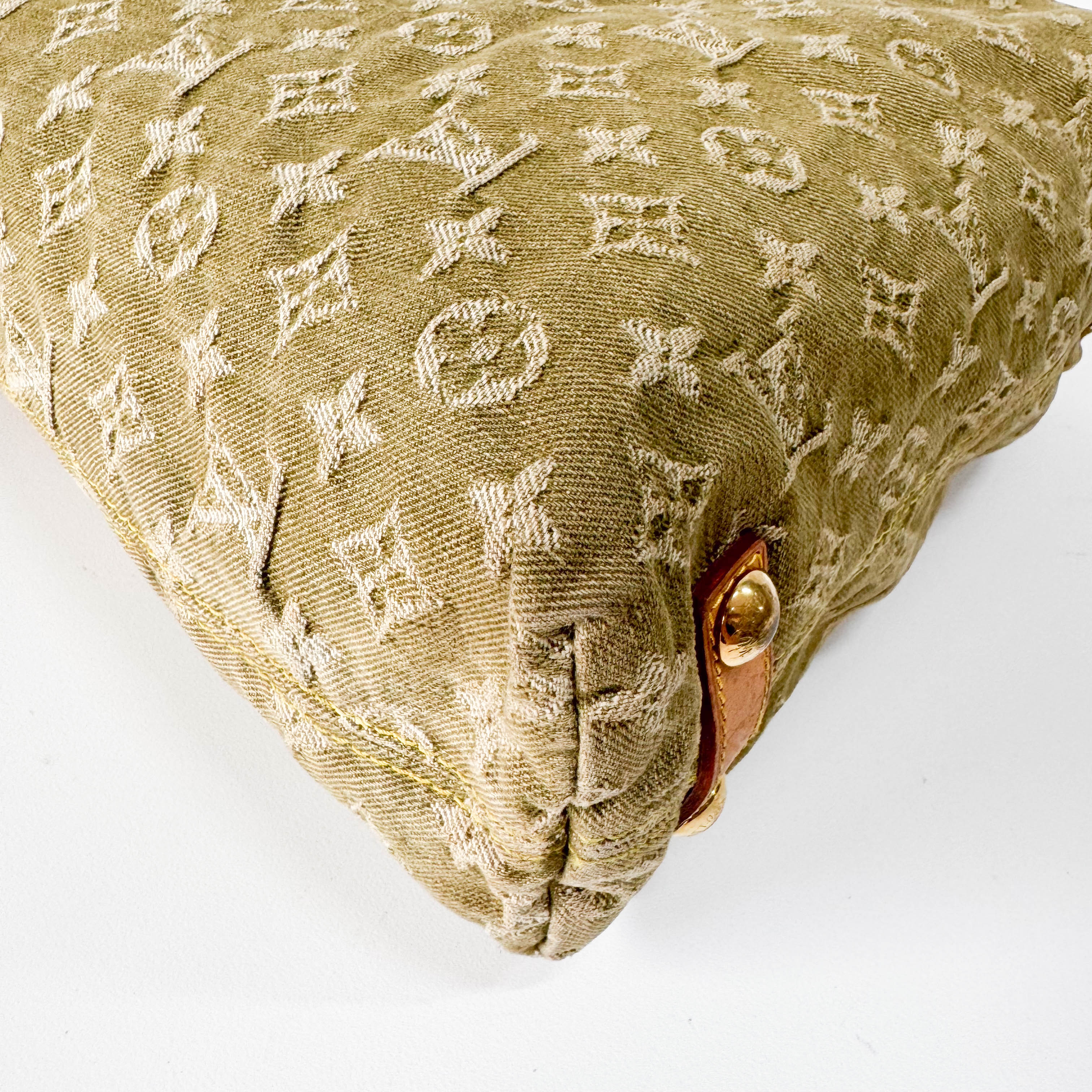 Baggy Khaki Denim Monogram GM Shoulder Bag