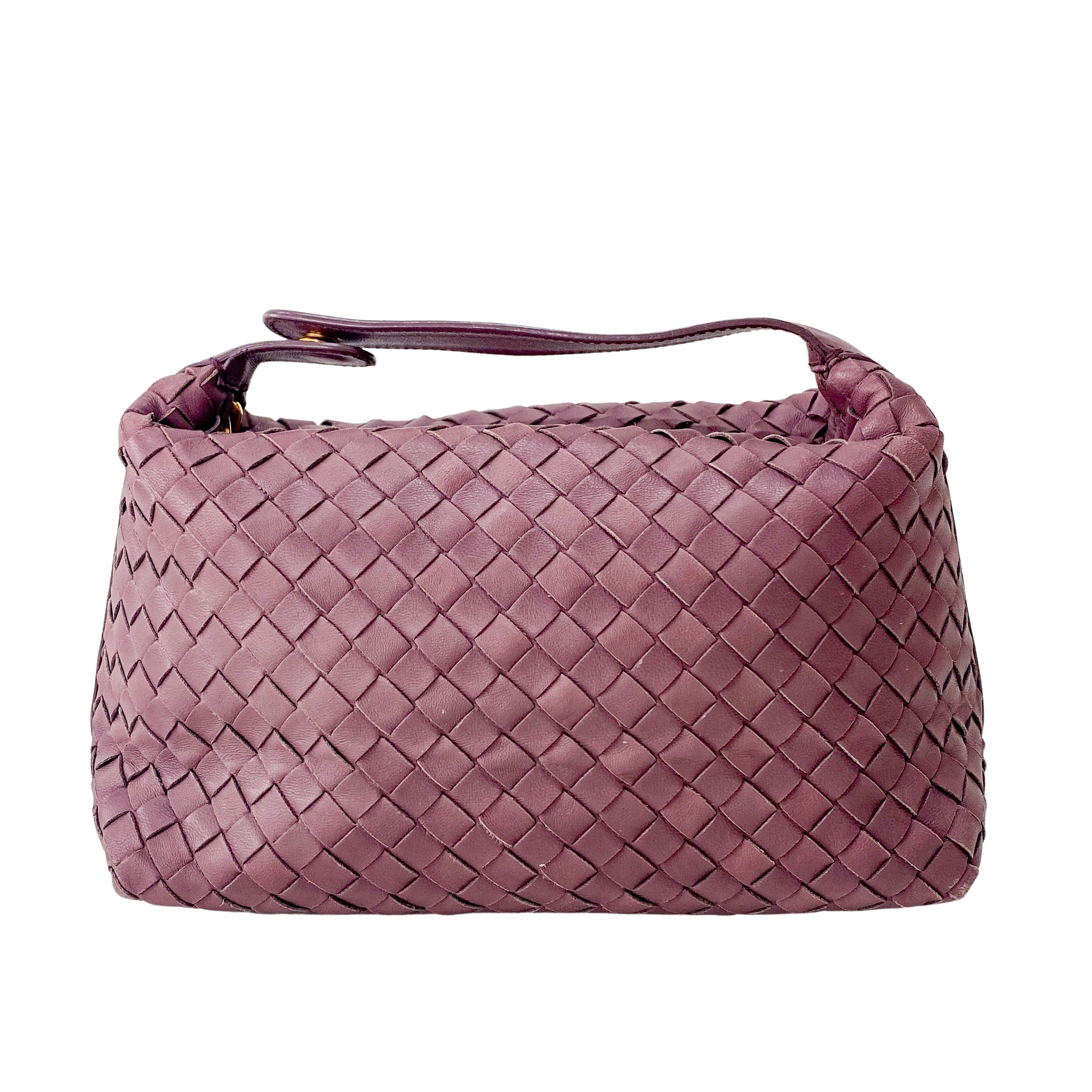 Intrecciato Purple Leather Pouch Bag
