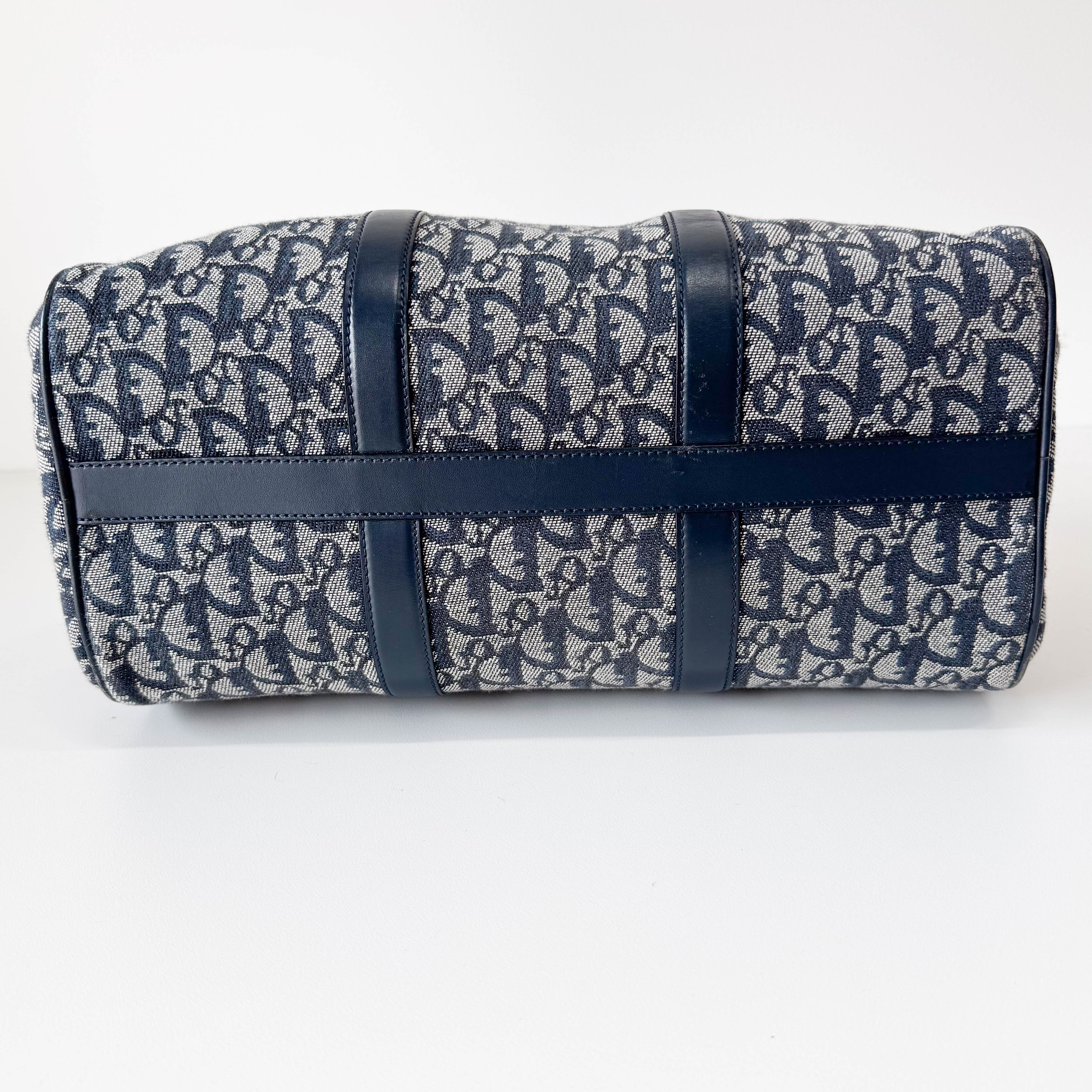 Trotter Boston Navy Oblique Tweed Shoulder Bag