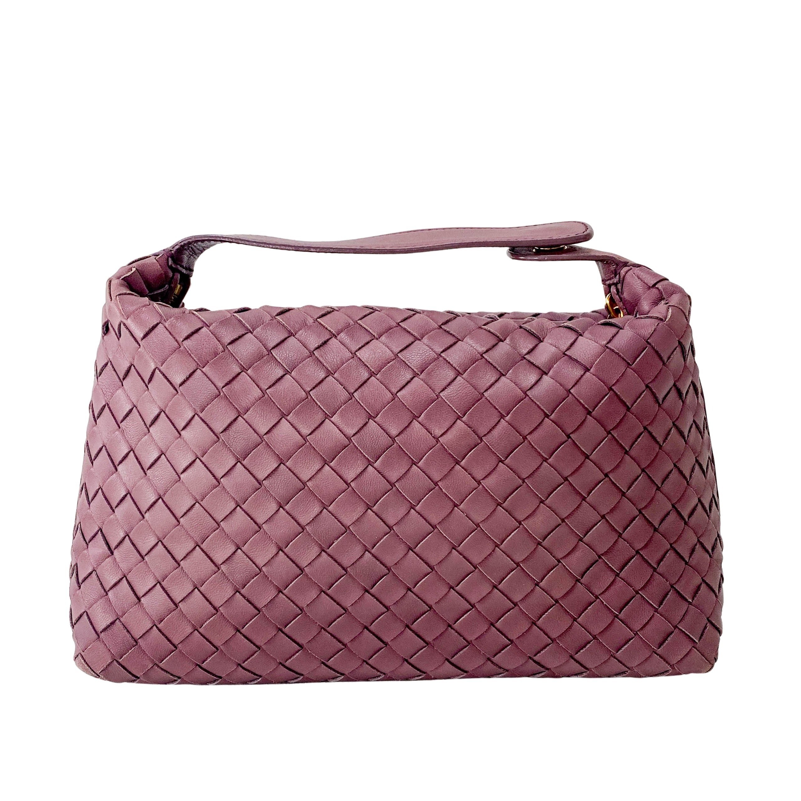 Intrecciato Purple Leather Pouch Bag