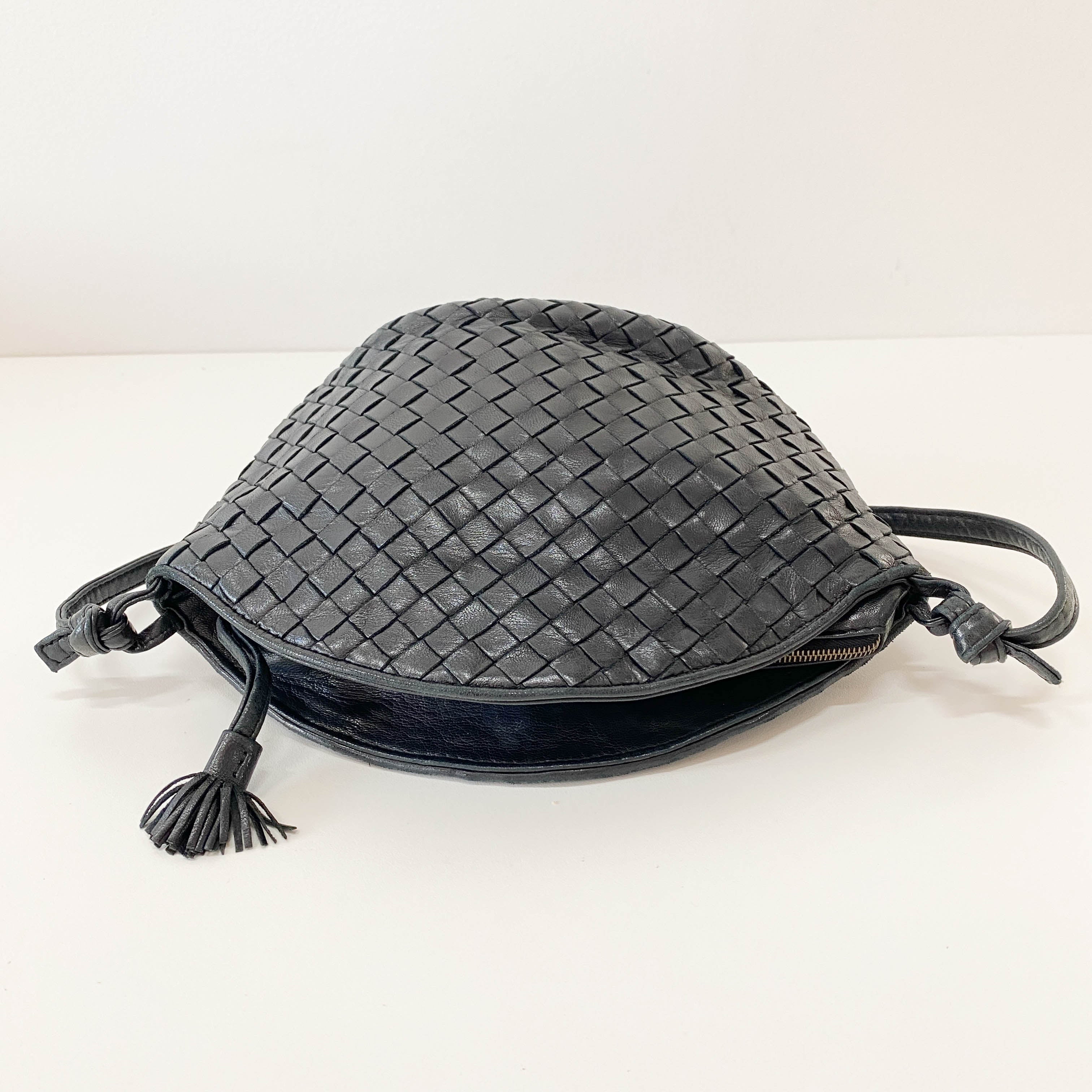 Intrecciato Black Shoulder Bag