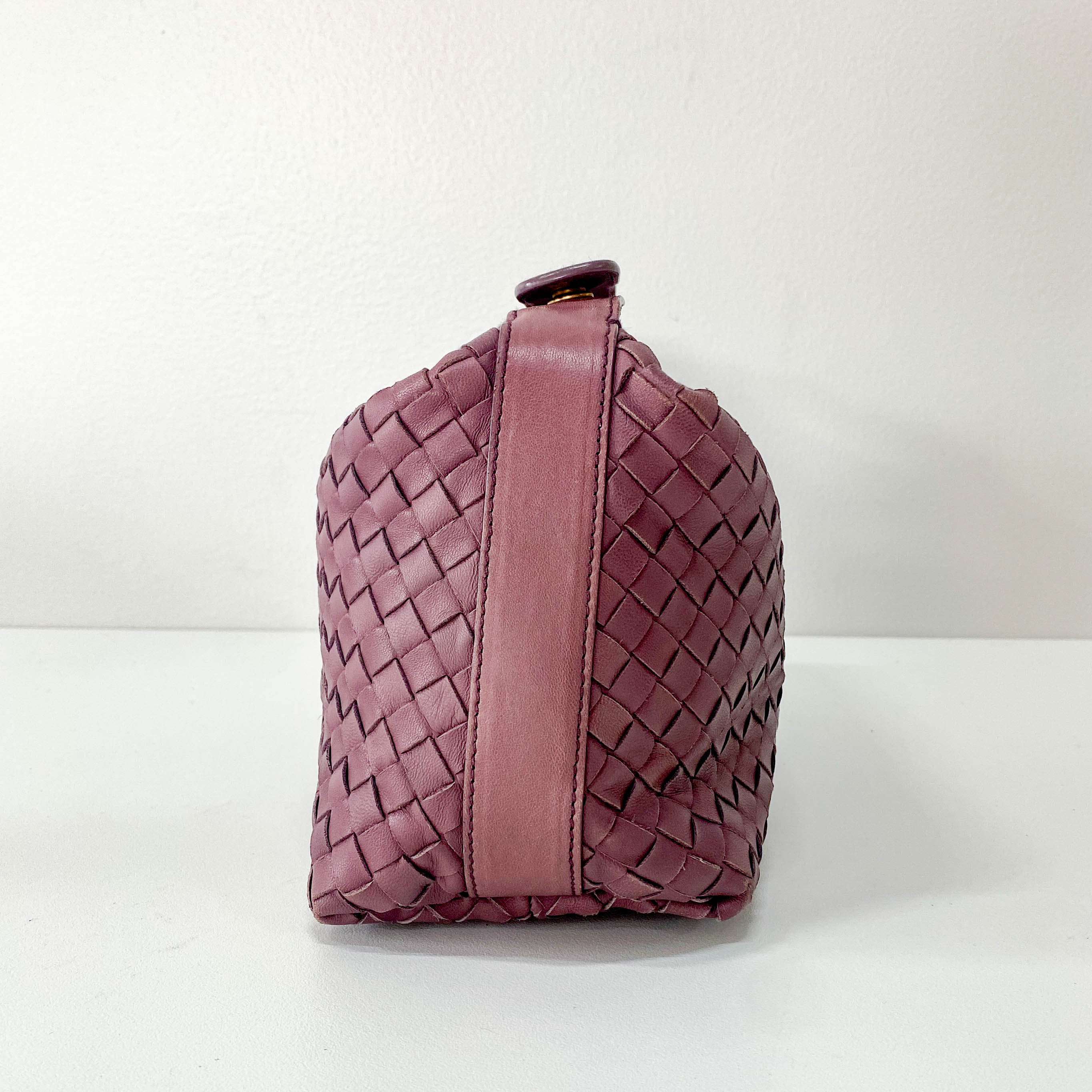 Intrecciato Purple Leather Pouch Bag