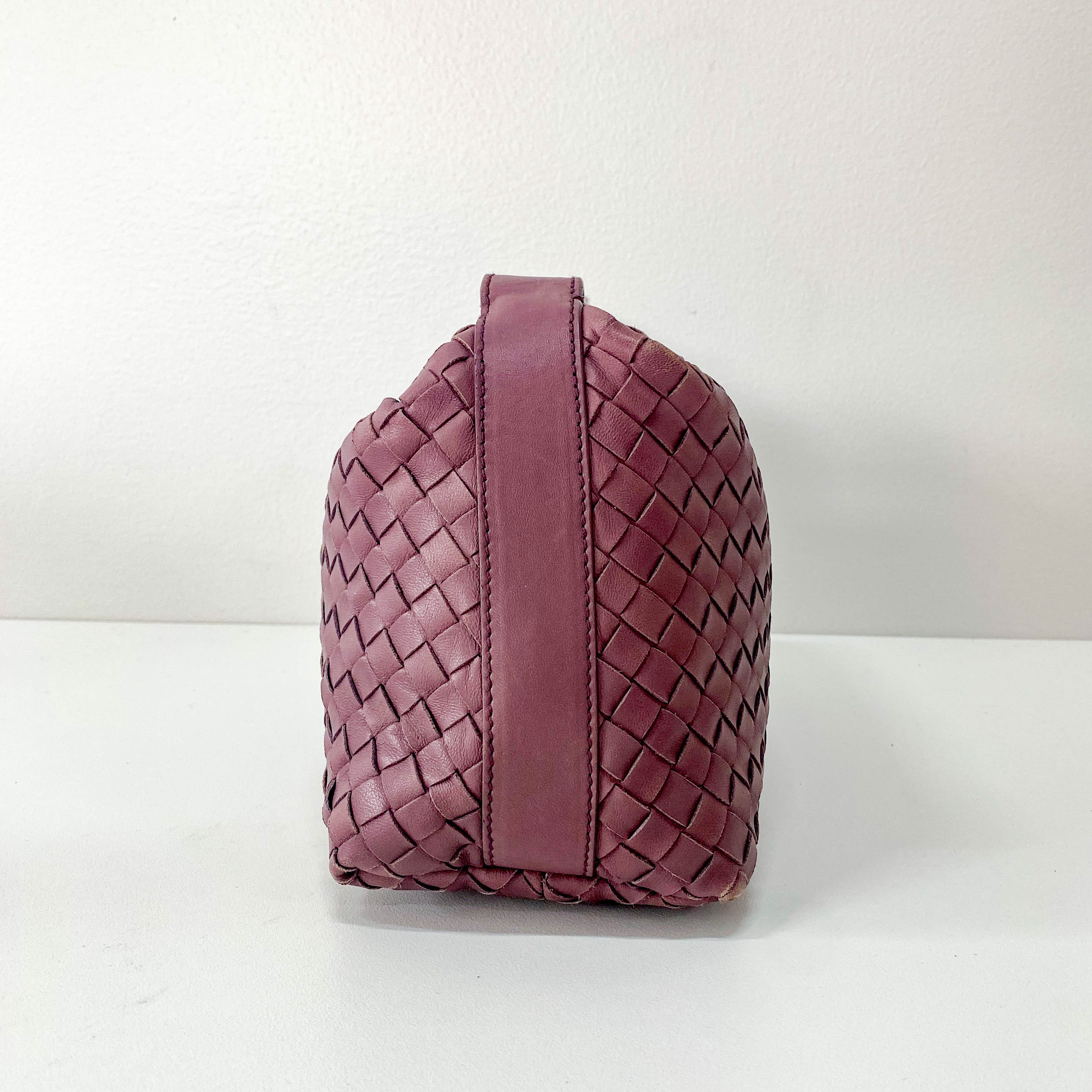 Intrecciato Purple Leather Pouch Bag