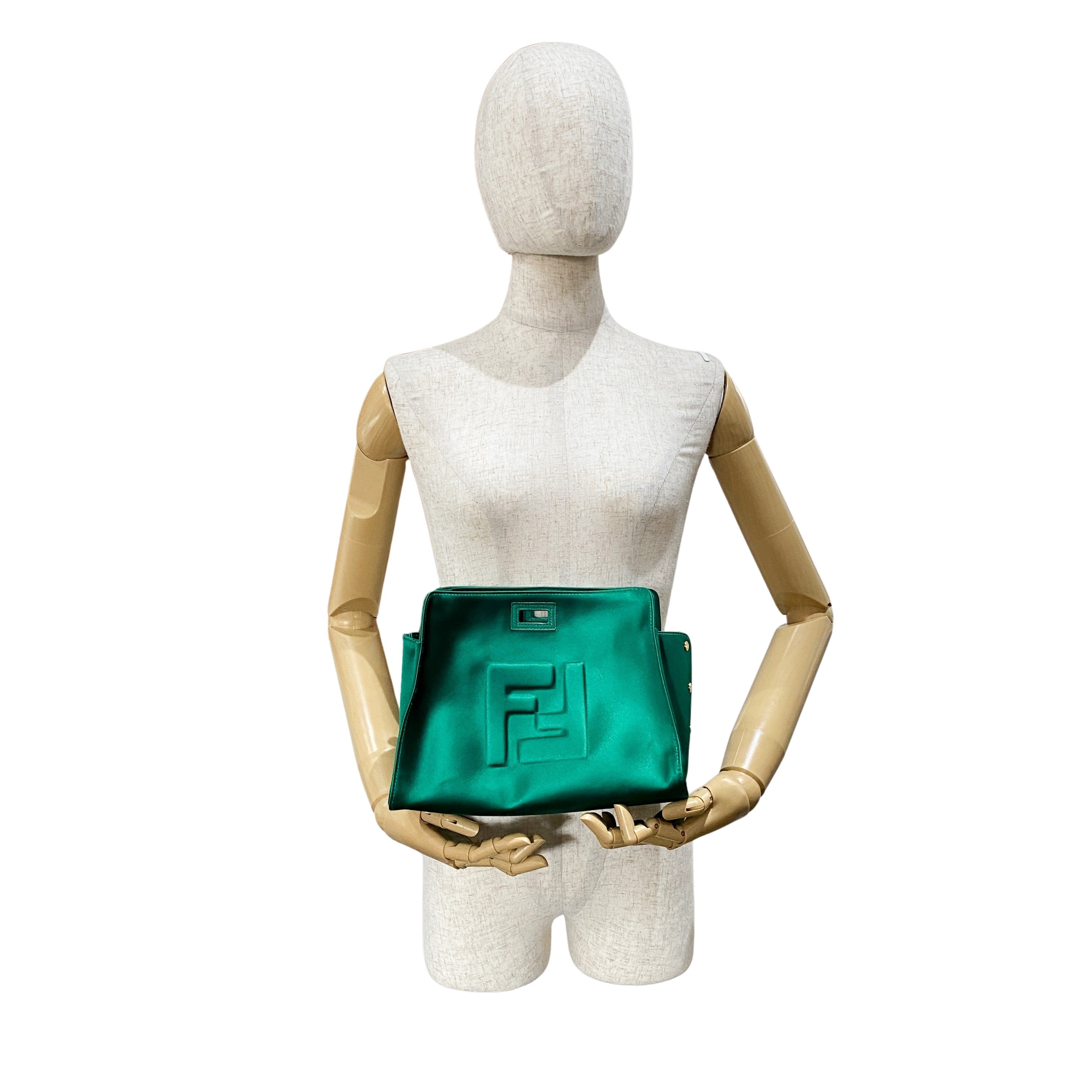 Peek-a-Boo Defender Green Satin Bag