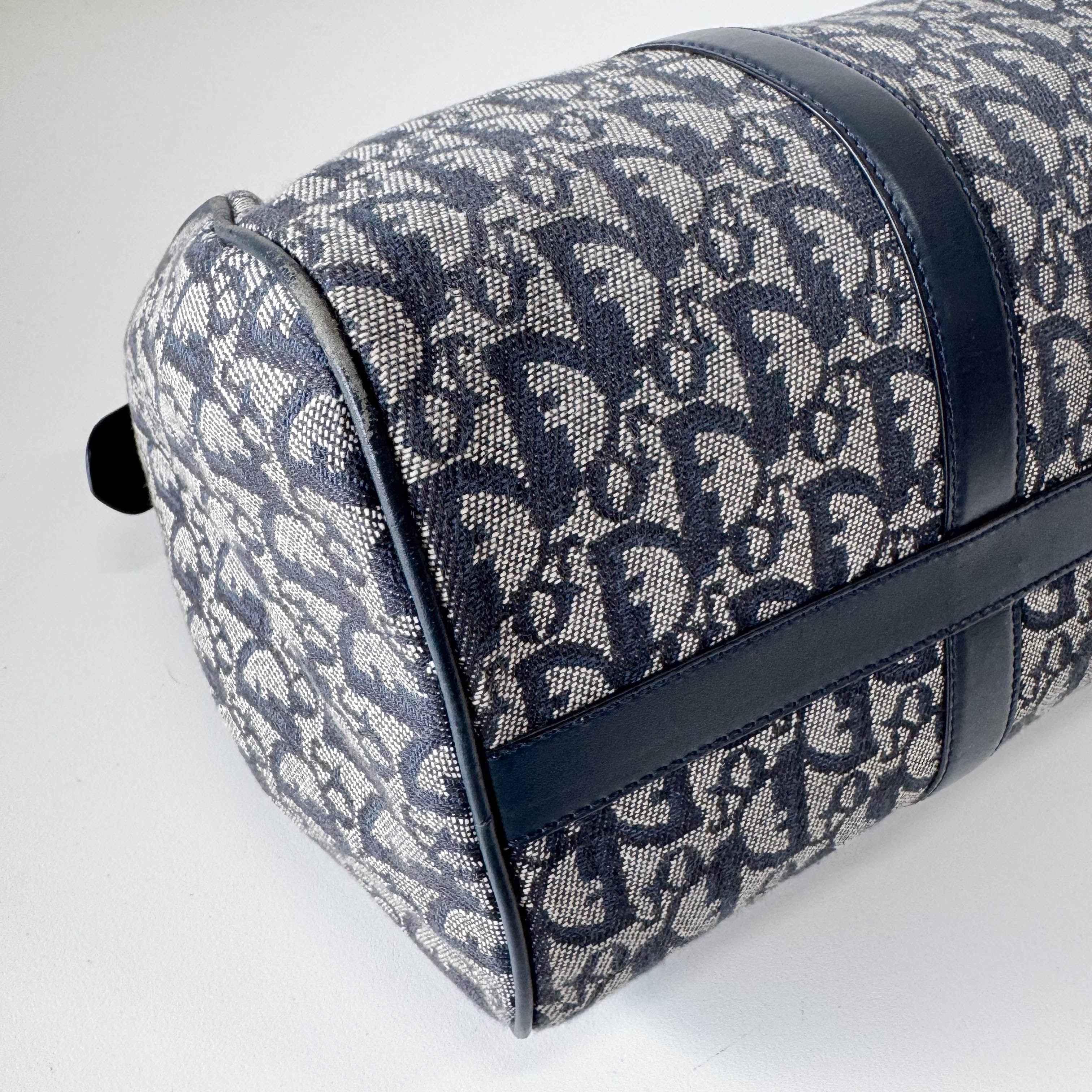 Trotter Boston Navy Oblique Tweed Shoulder Bag