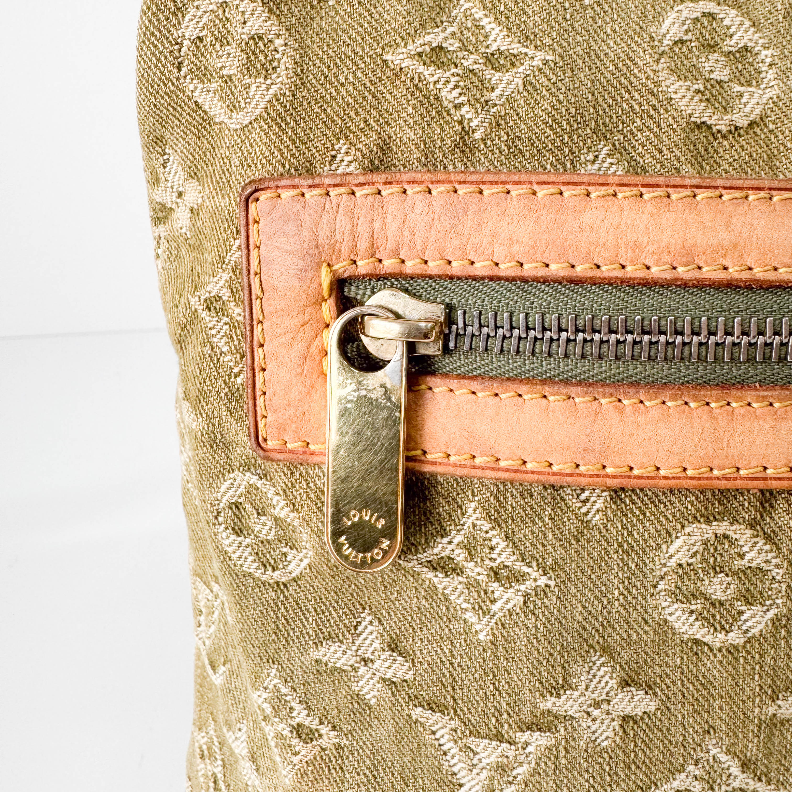 Baggy Khaki Denim Monogram GM Shoulder Bag