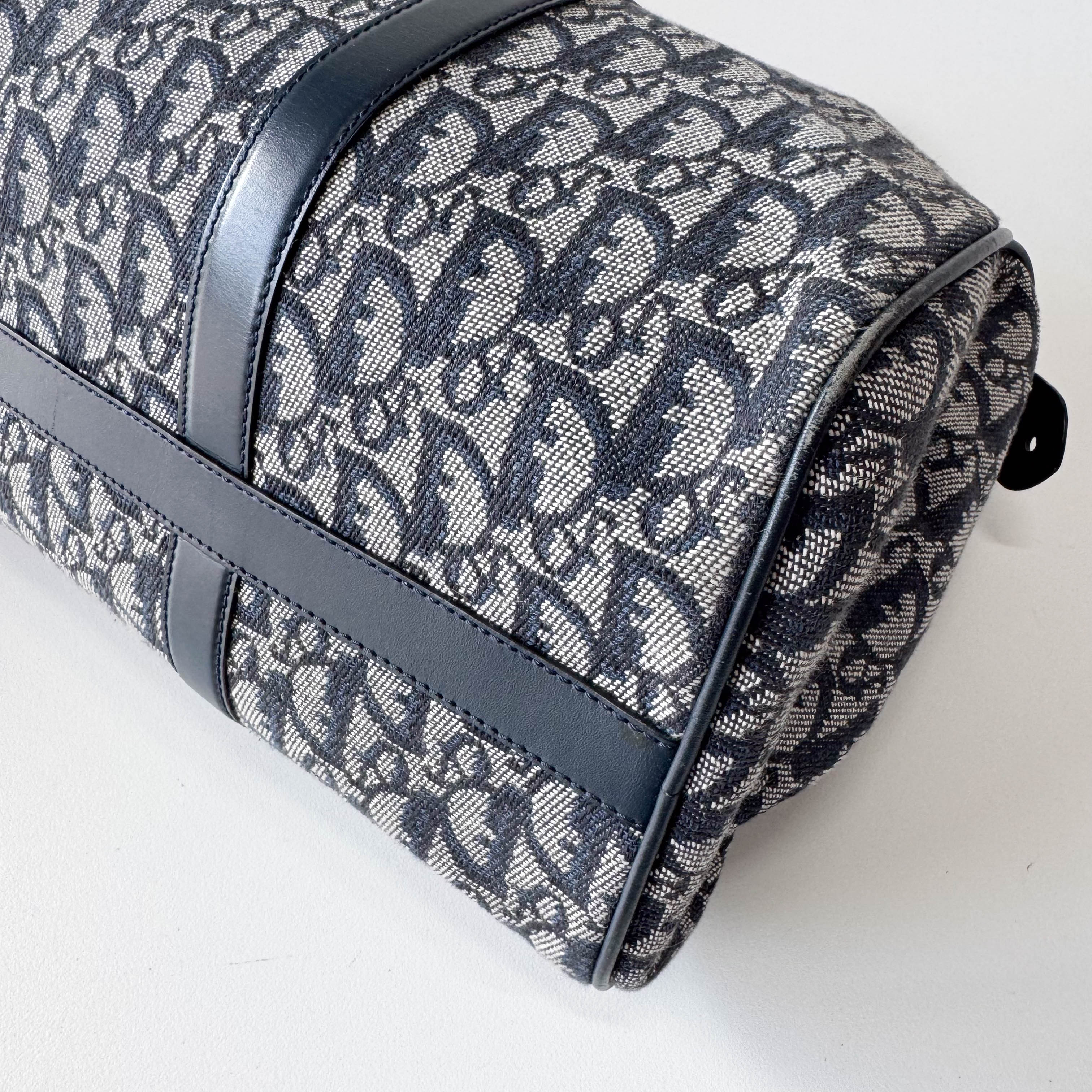 Trotter Boston Navy Oblique Tweed Shoulder Bag