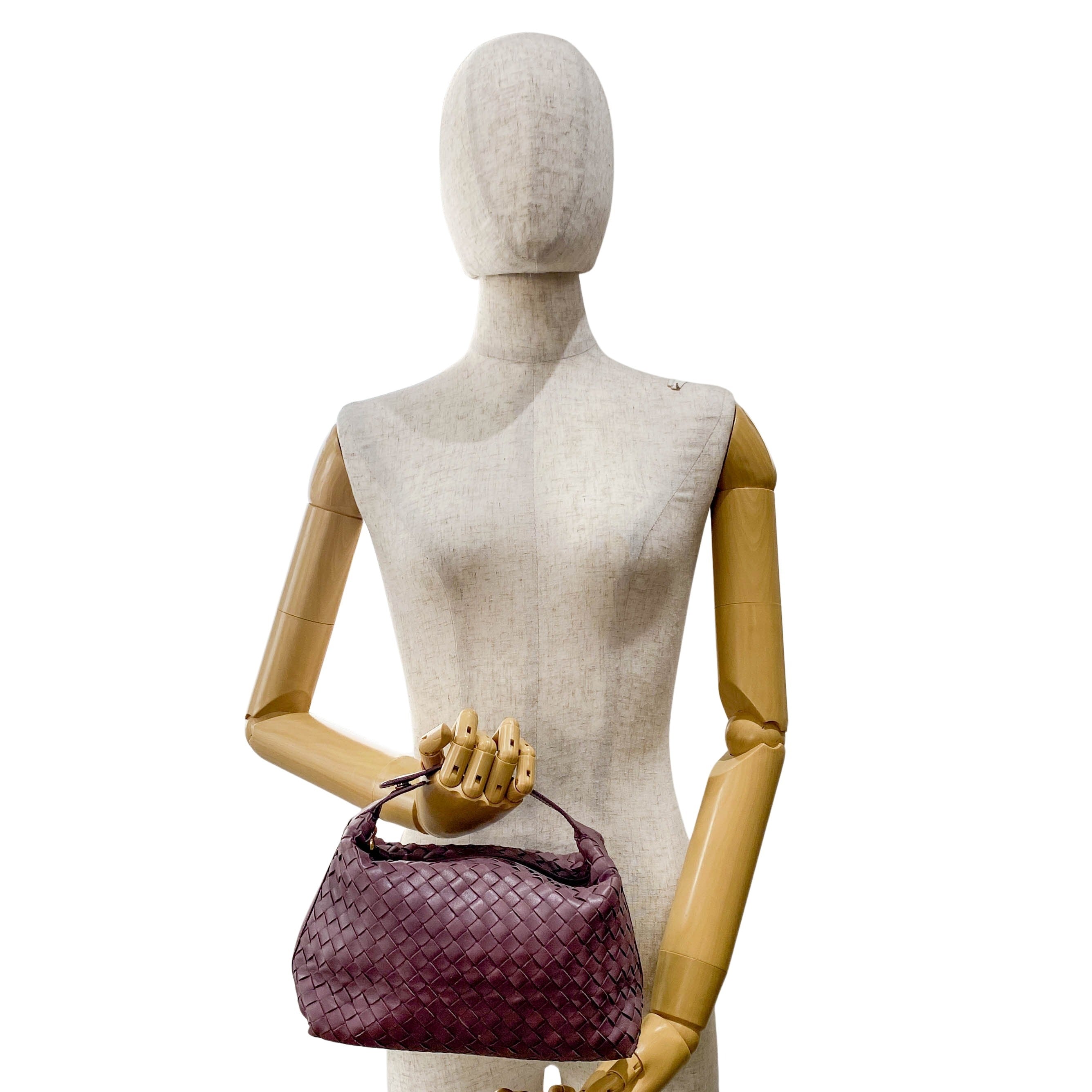 Intrecciato Purple Leather Pouch Bag