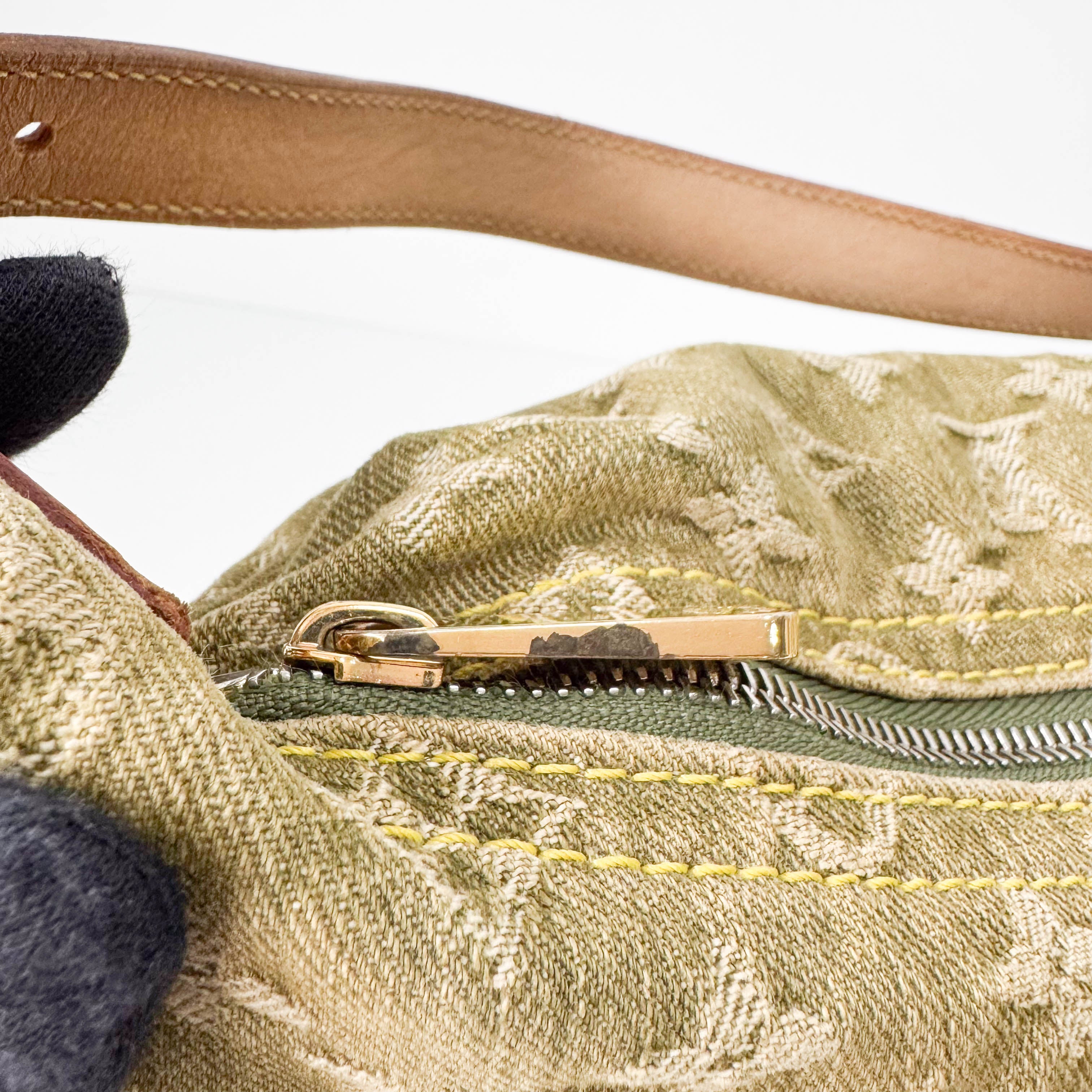 Baggy Khaki Denim Monogram GM Shoulder Bag