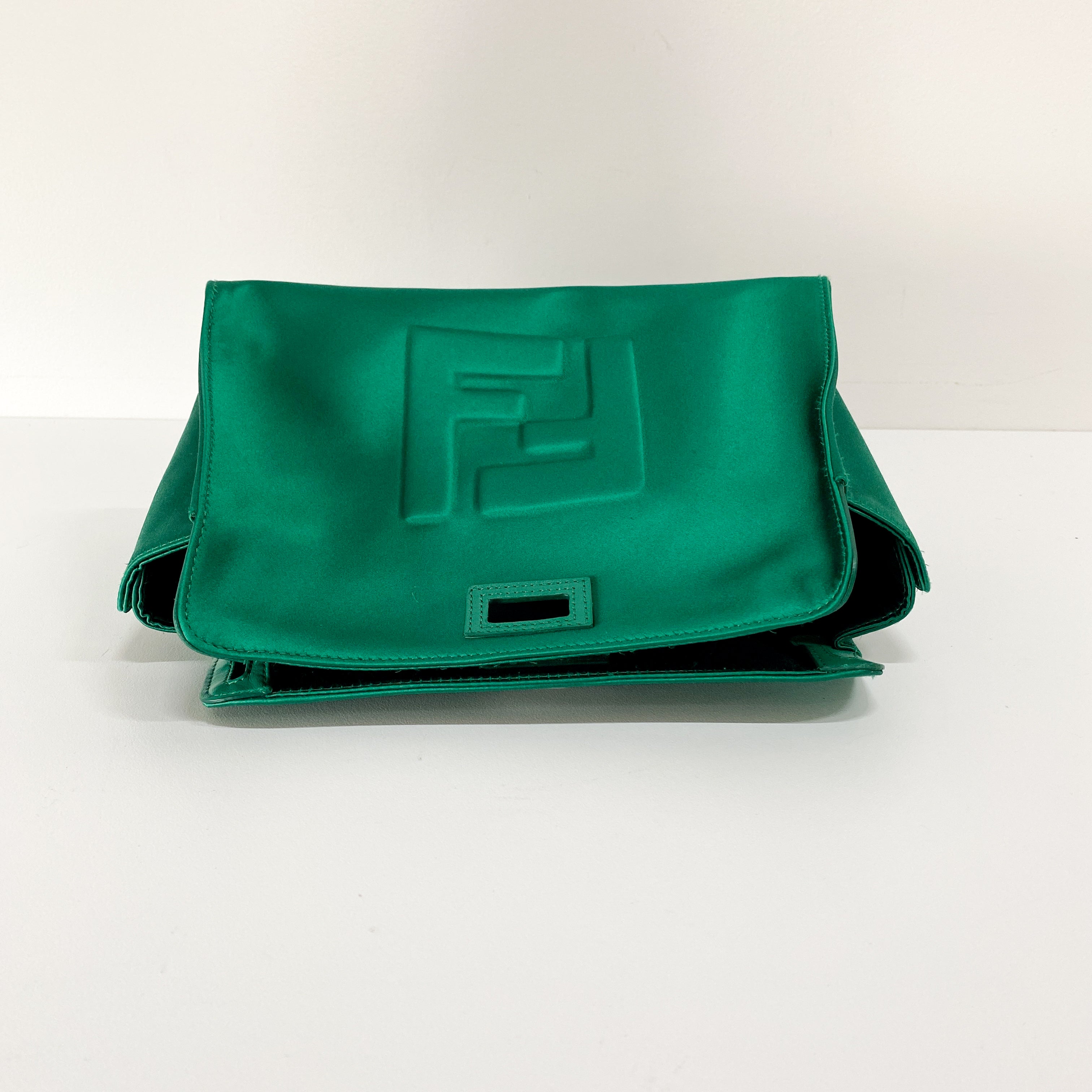Peek-a-Boo Defender Green Satin Bag
