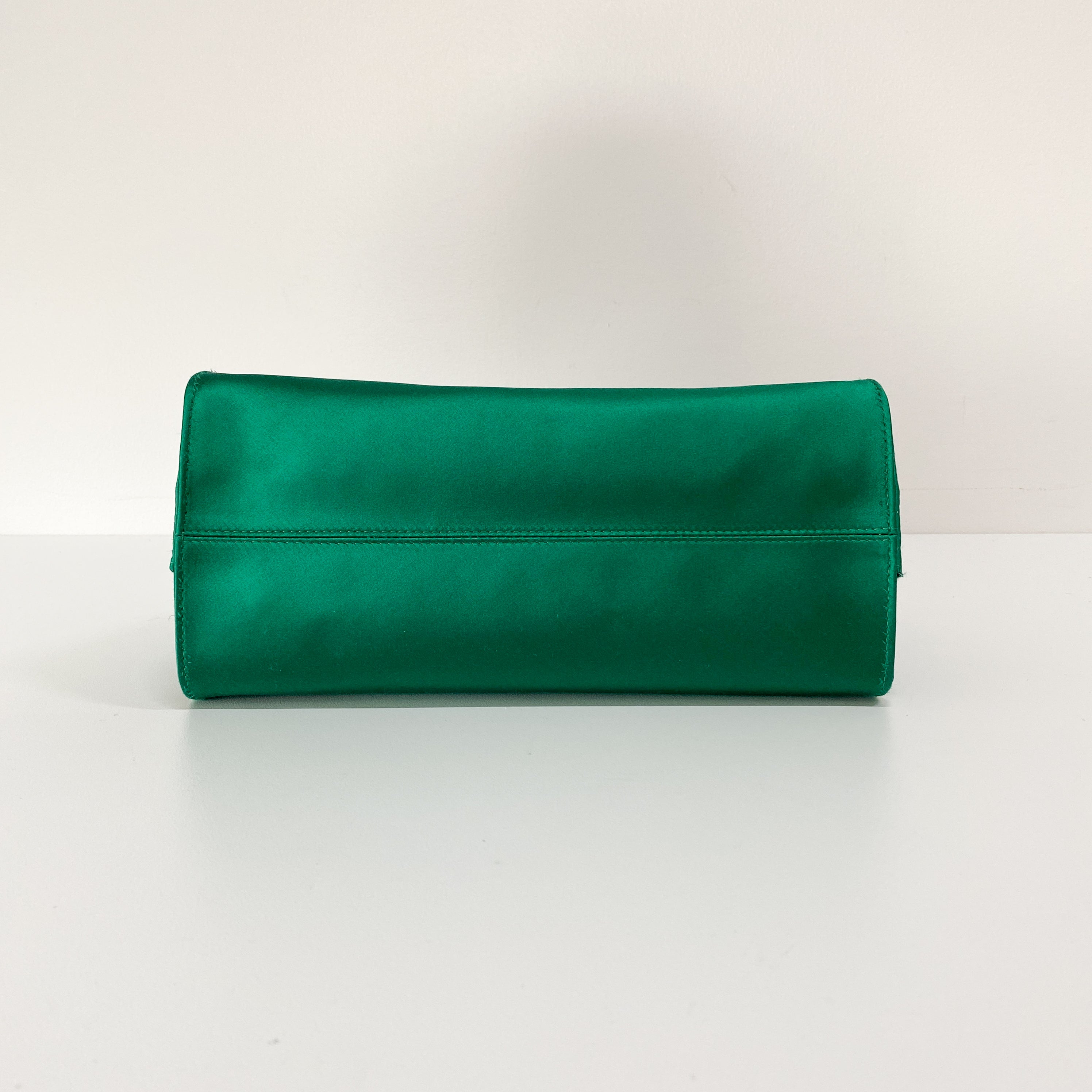 Peek-a-Boo Defender Green Satin Bag