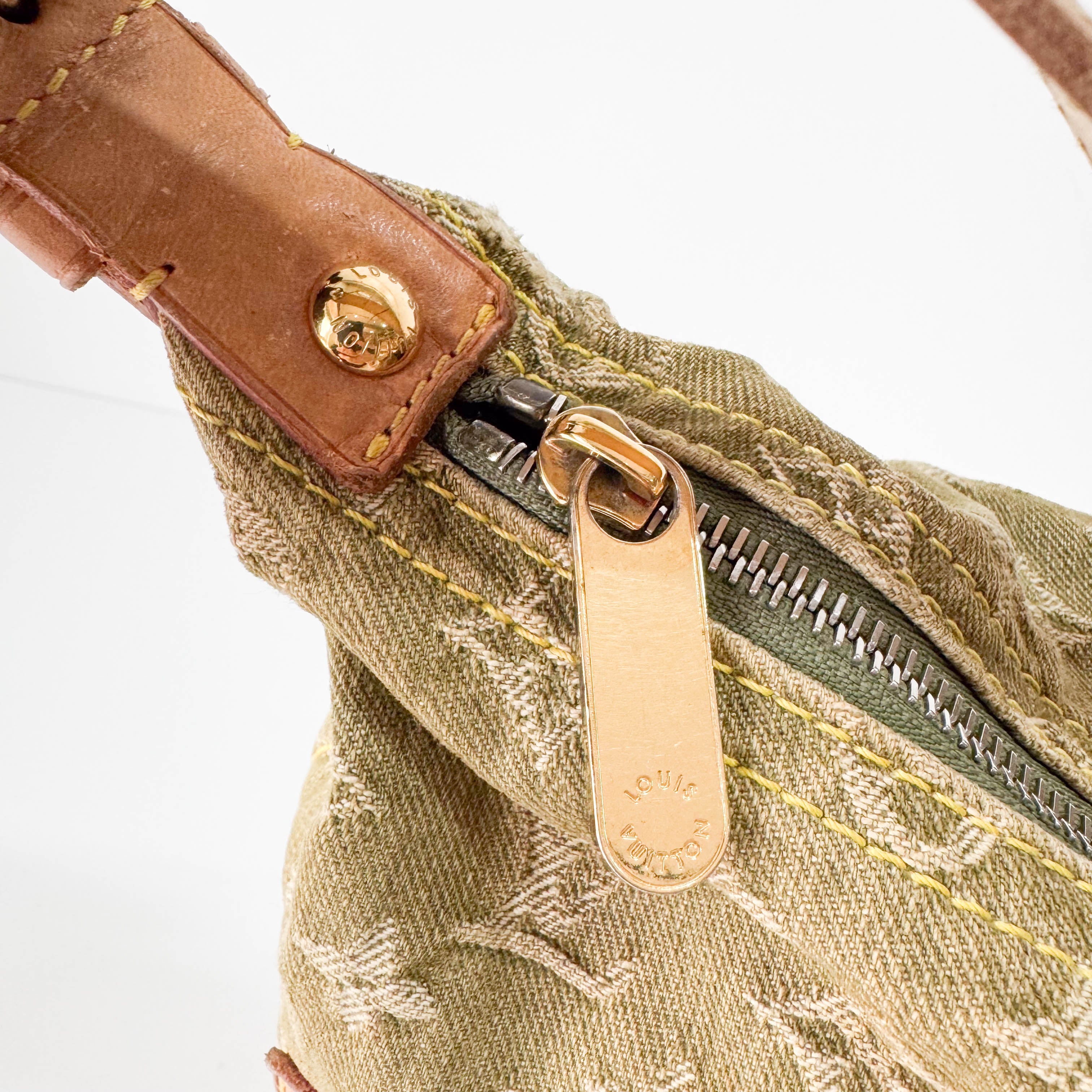 Baggy Khaki Denim Monogram GM Shoulder Bag