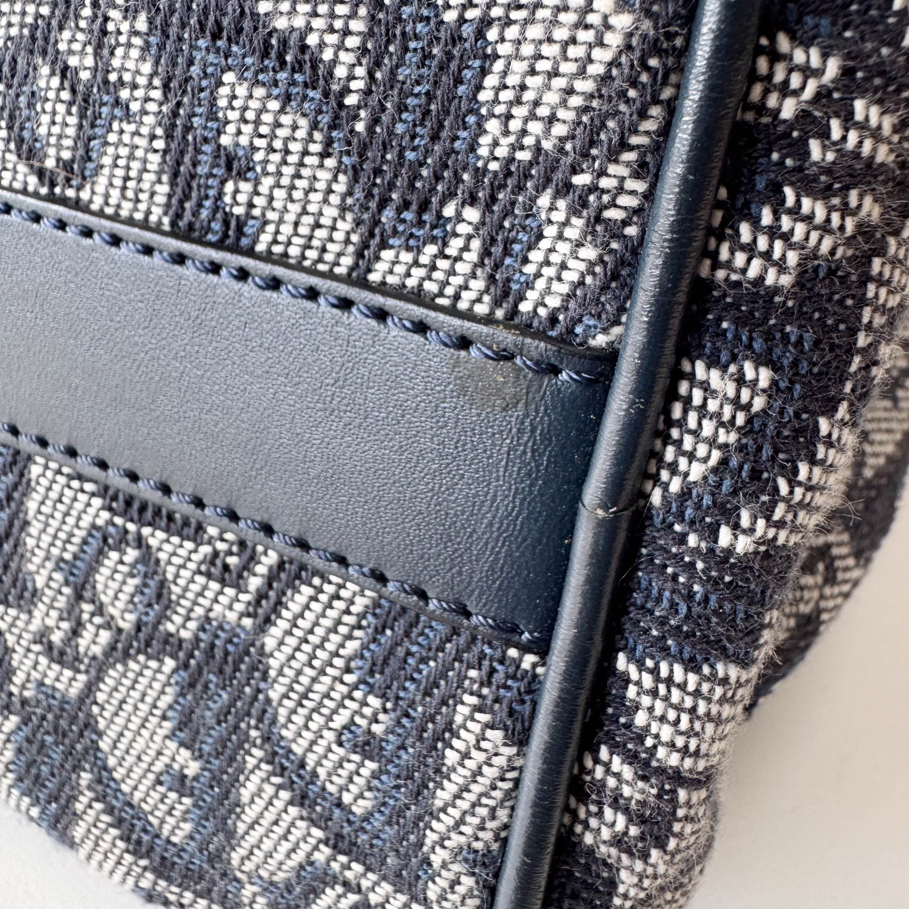 Trotter Boston Navy Oblique Tweed Shoulder Bag