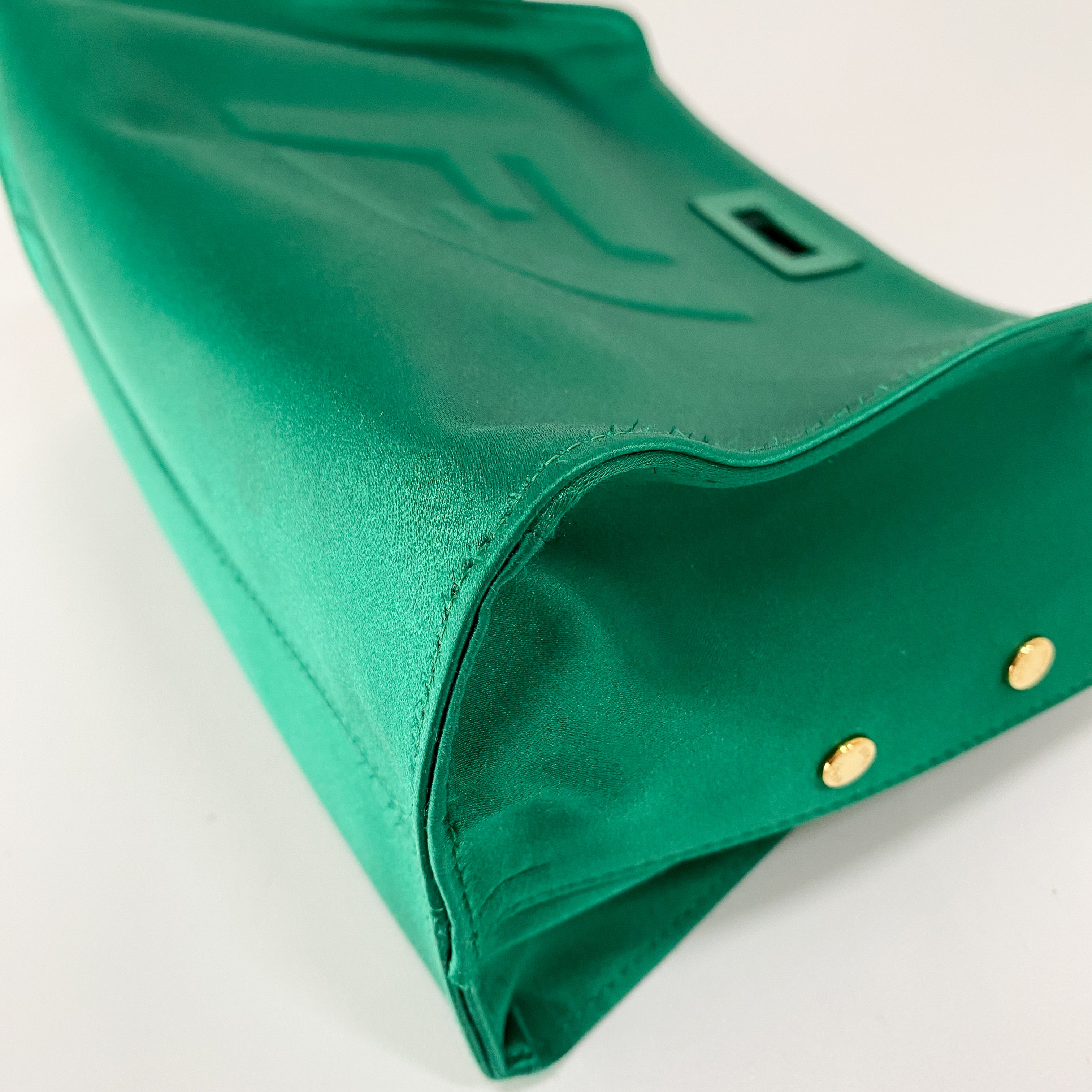 Peek-a-Boo Defender Green Satin Bag