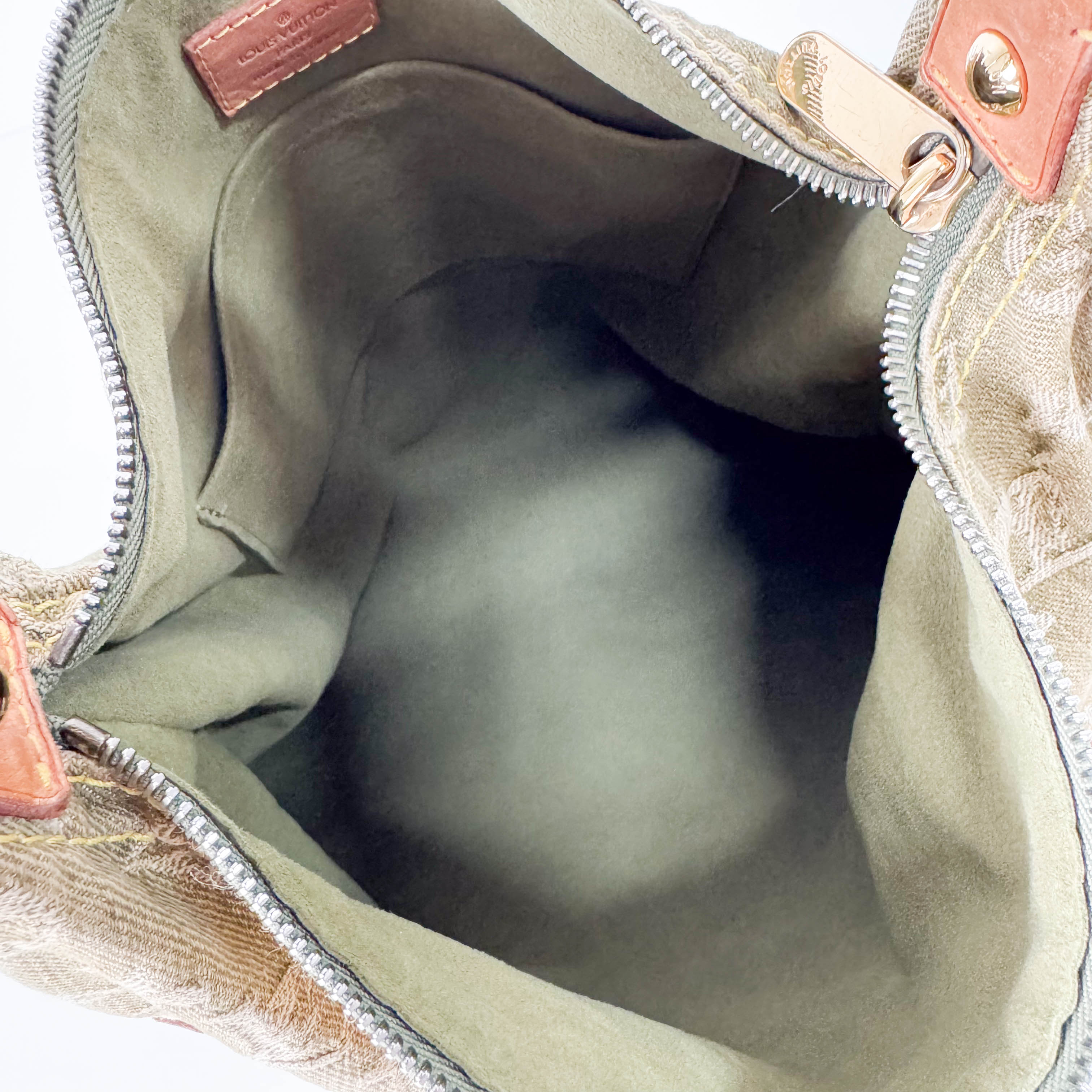 Baggy Khaki Denim Monogram GM Shoulder Bag