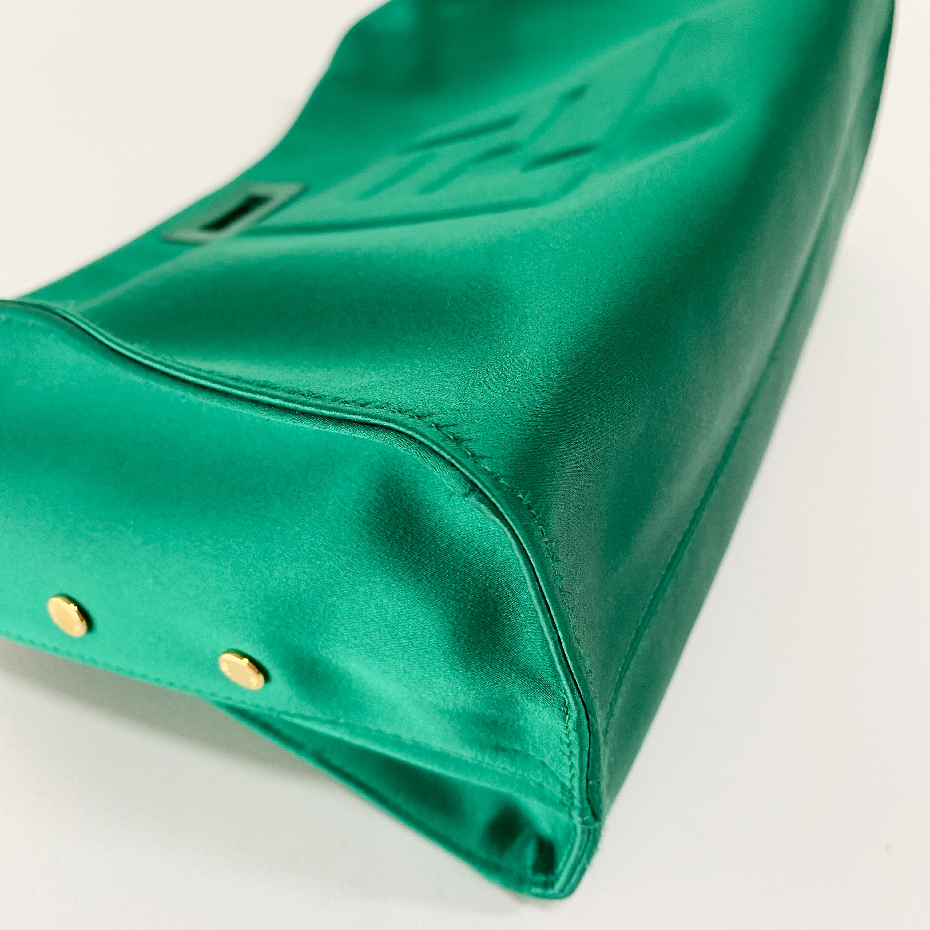 Peek-a-Boo Defender Green Satin Bag