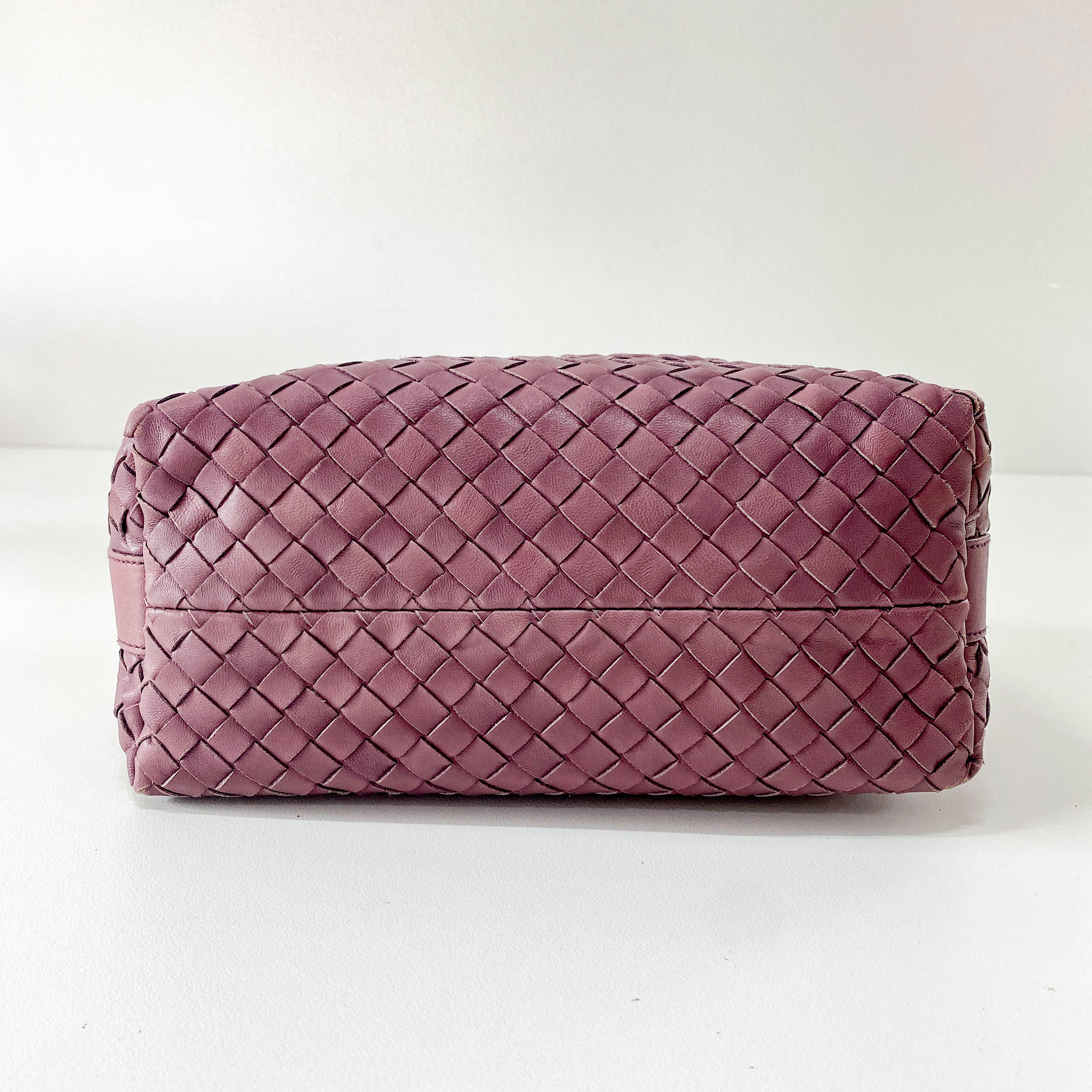 Intrecciato Purple Leather Pouch Bag