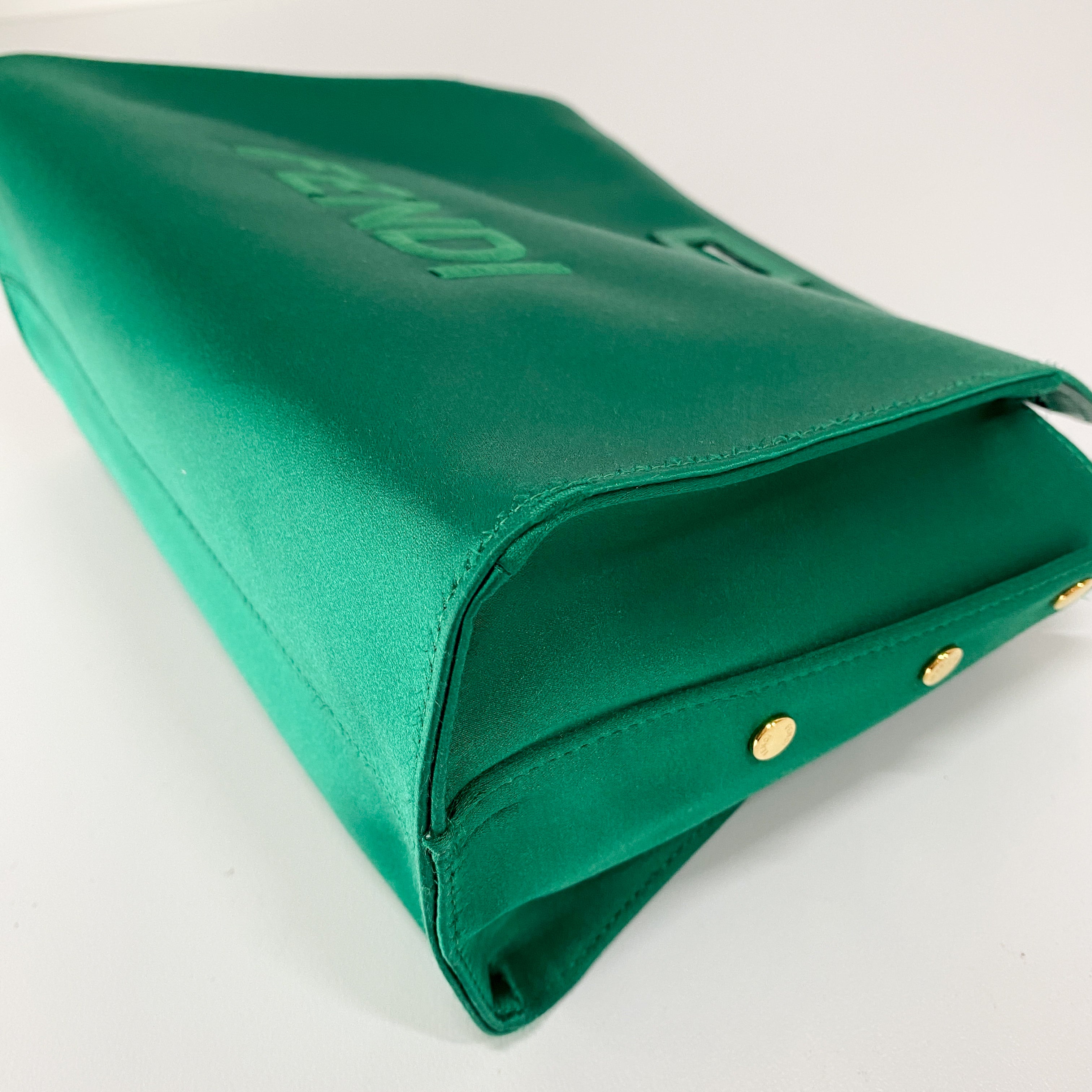 Peek-a-Boo Defender Green Satin Bag