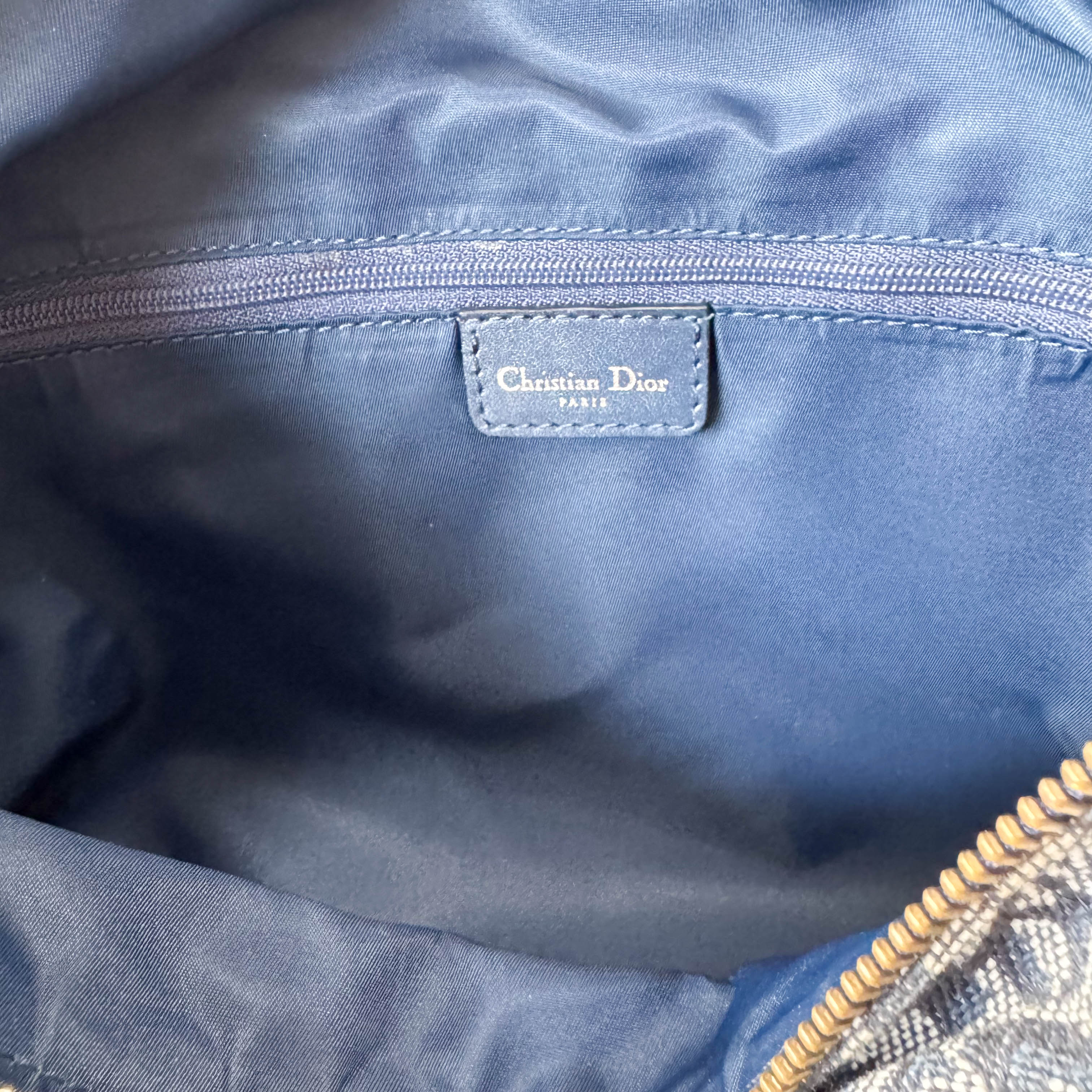 Trotter Boston Navy Oblique Tweed Shoulder Bag