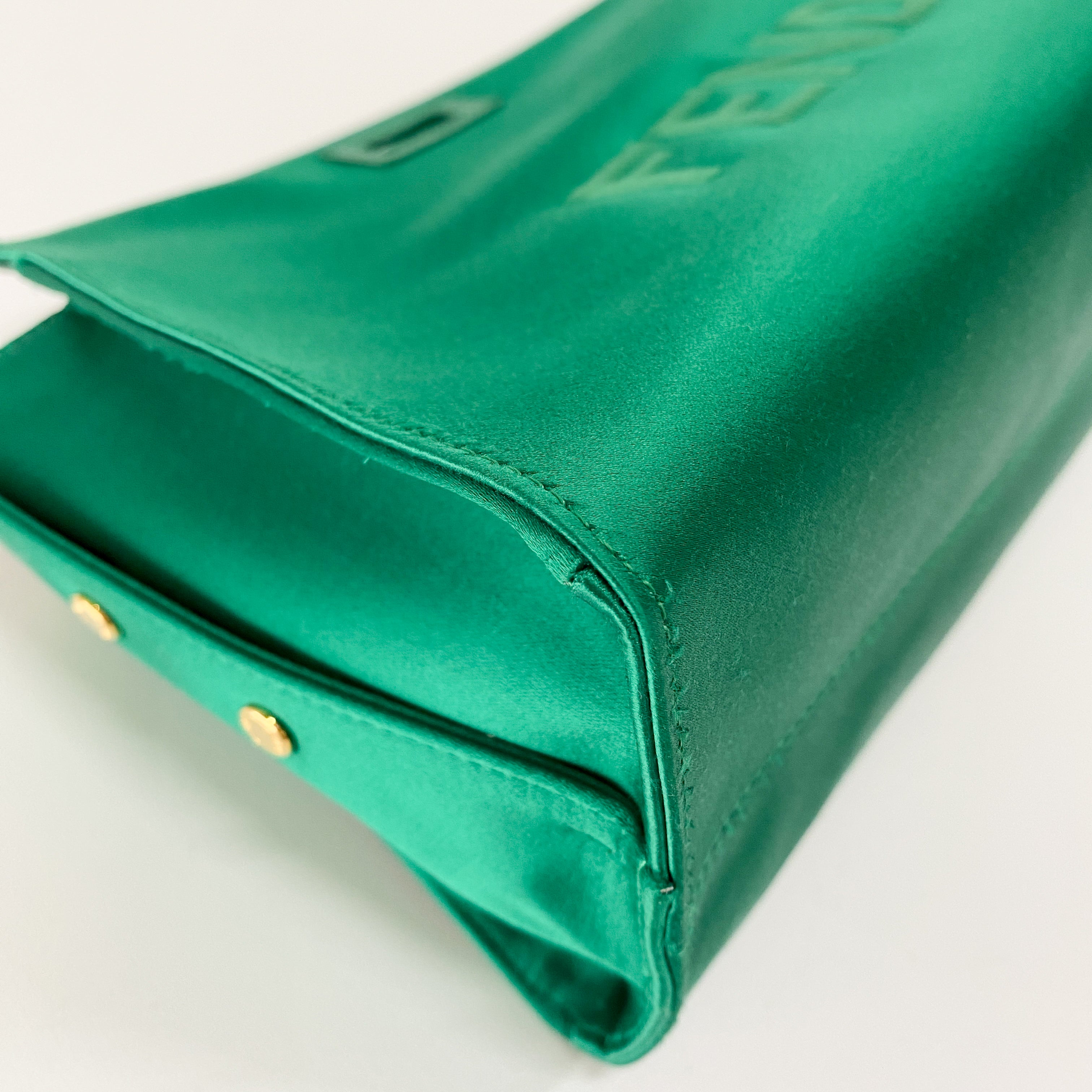 Peek-a-Boo Defender Green Satin Bag