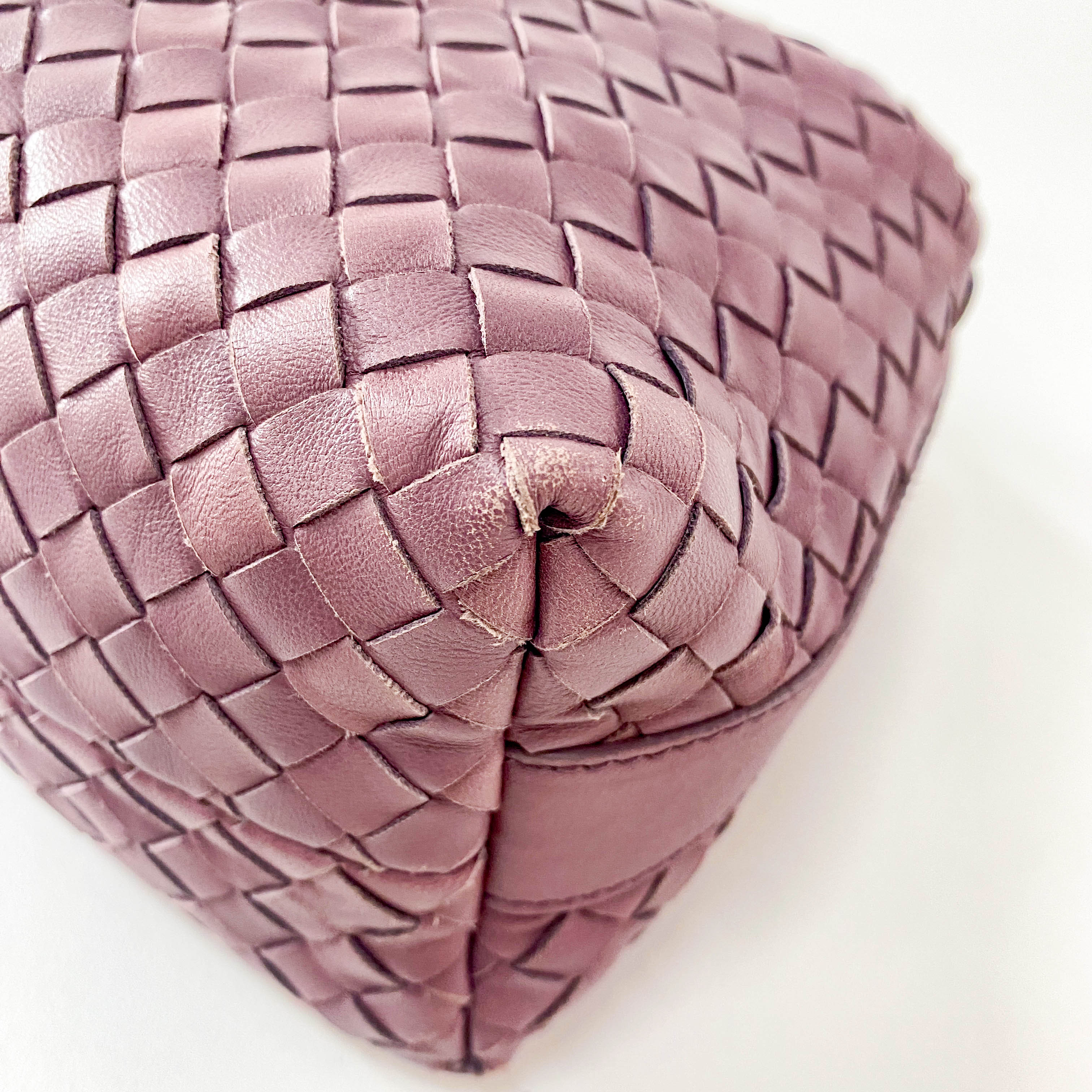 Intrecciato Purple Leather Pouch Bag