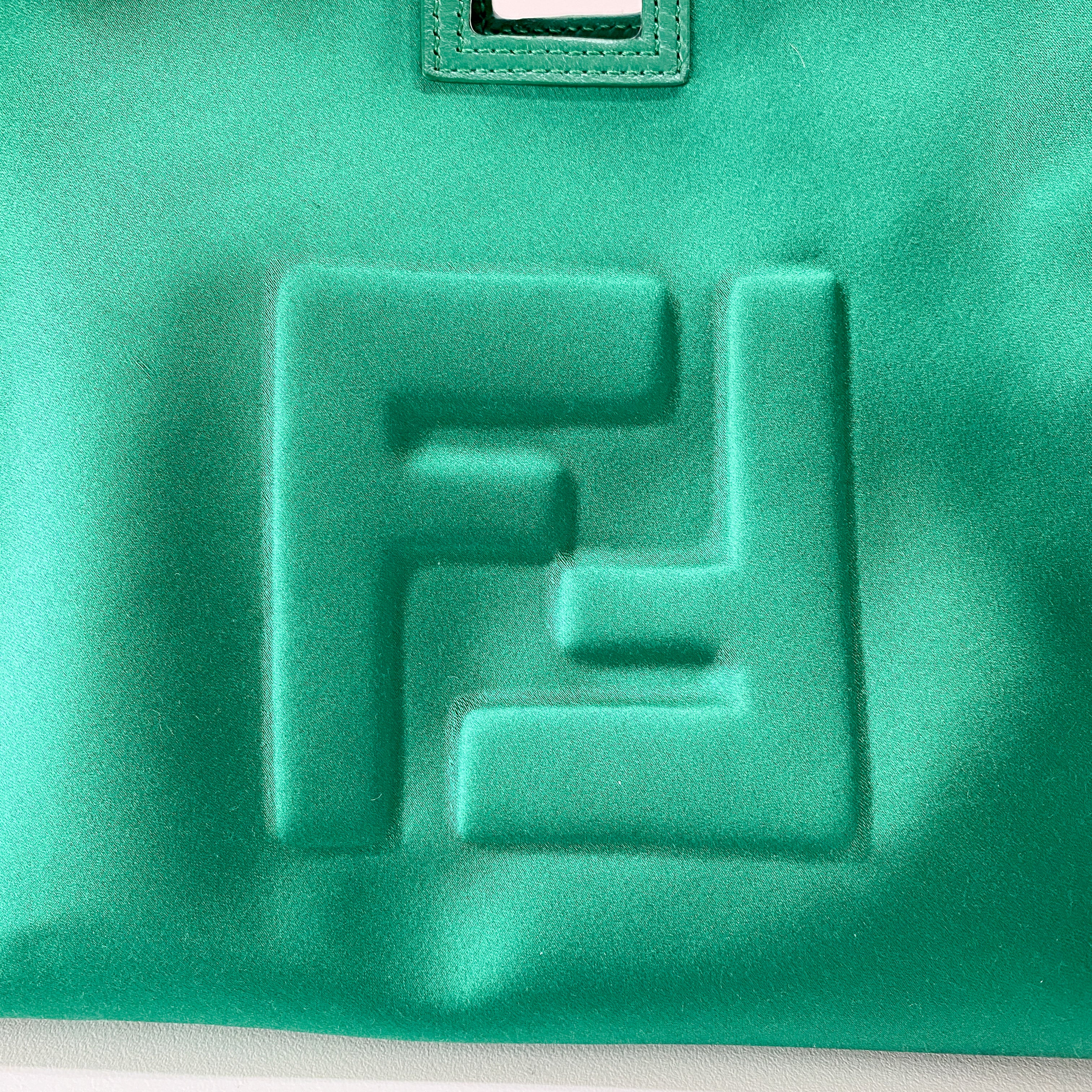 Peek-a-Boo Defender Green Satin Bag