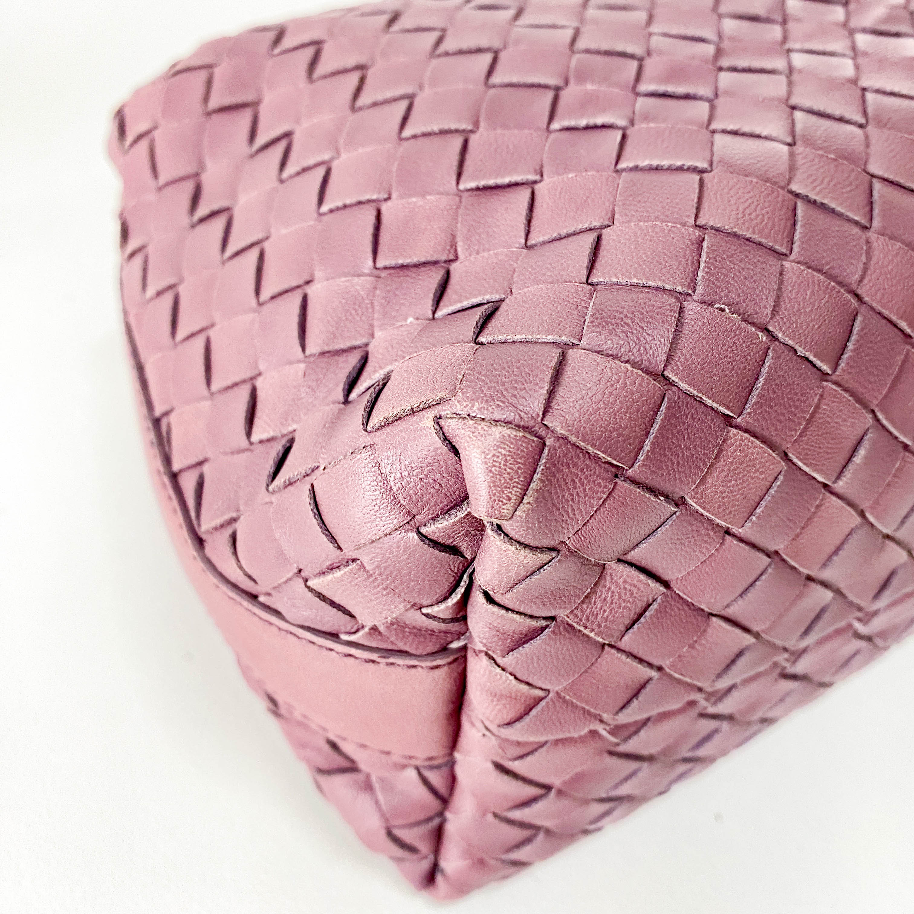 Intrecciato Purple Leather Pouch Bag