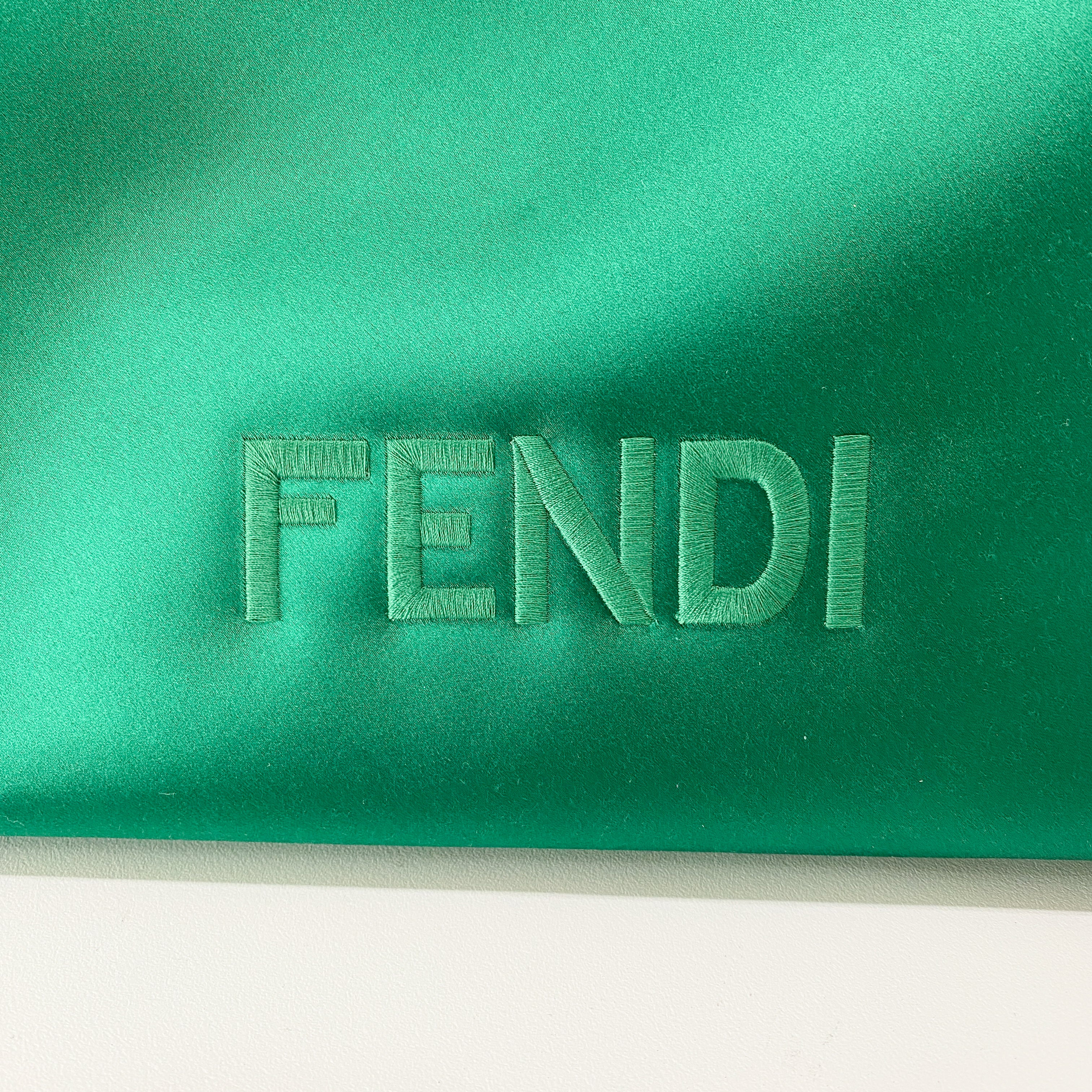 Peek-a-Boo Defender Green Satin Bag
