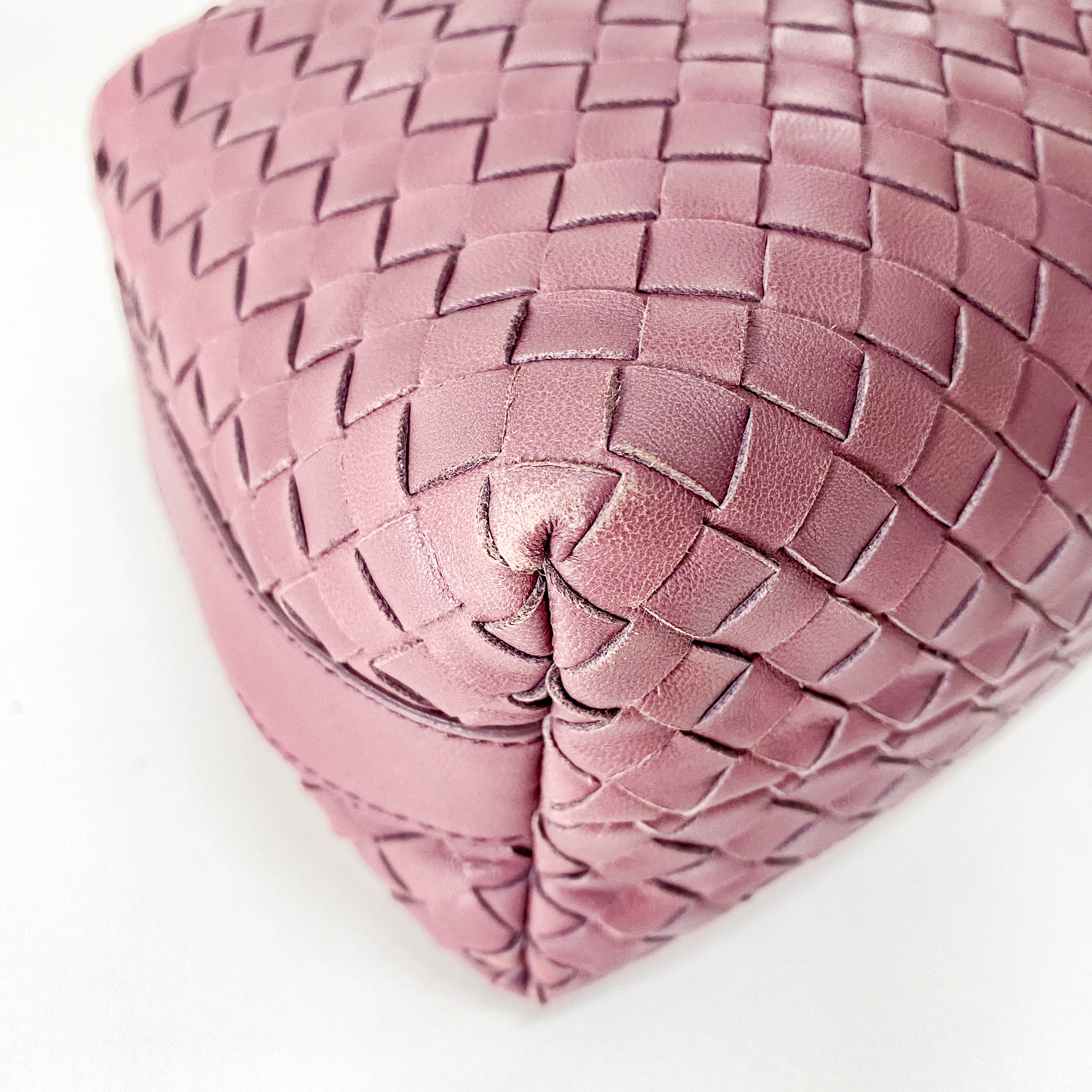 Intrecciato Purple Leather Pouch Bag