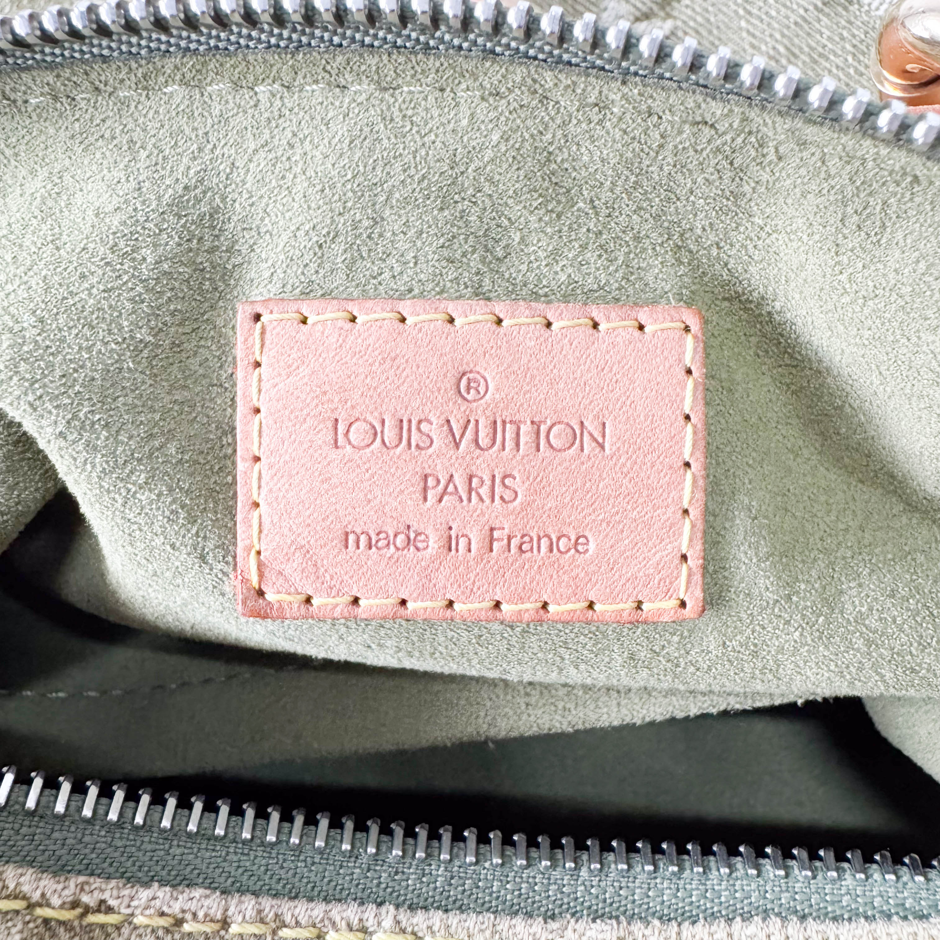 Baggy Khaki Denim Monogram GM Shoulder Bag