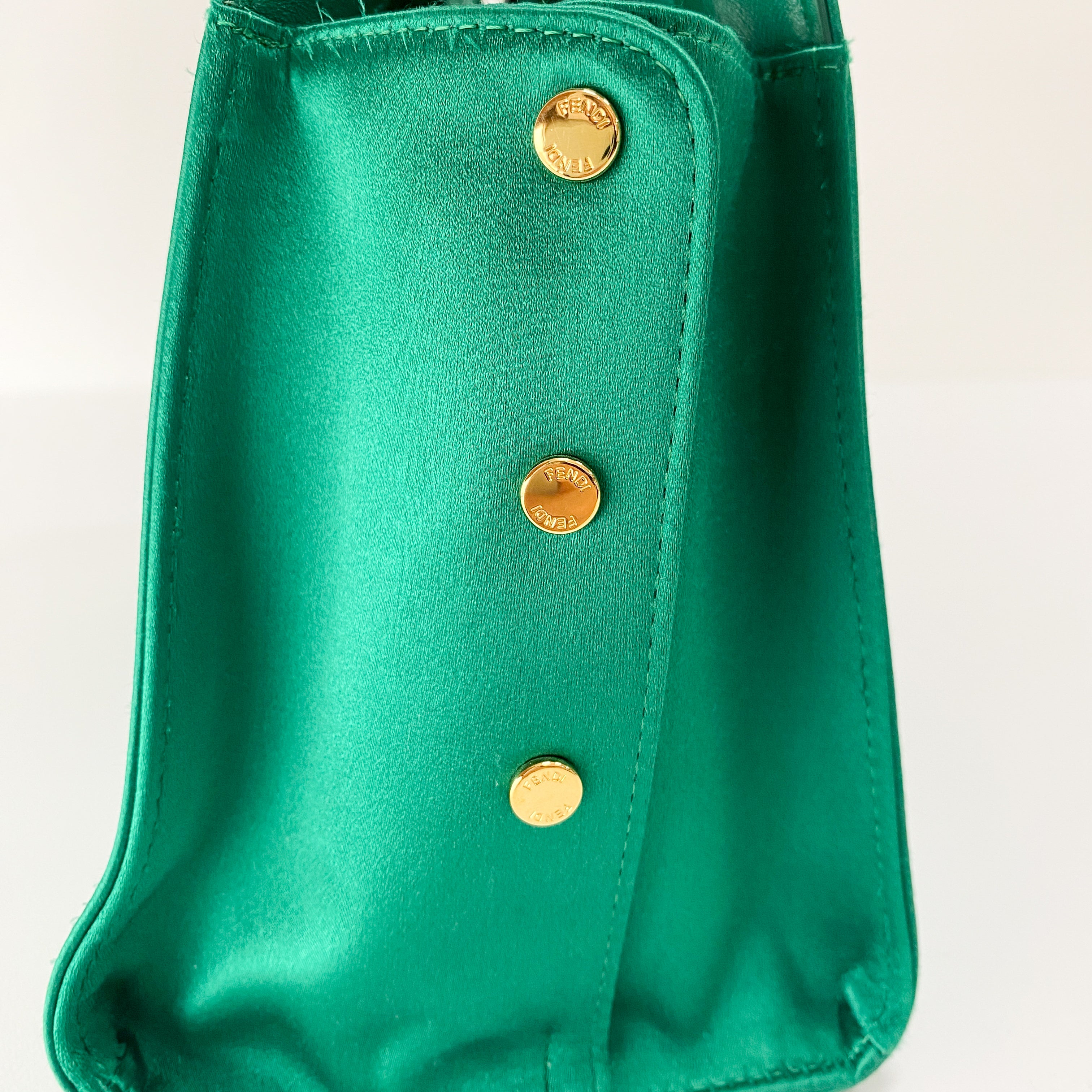 Peek-a-Boo Defender Green Satin Bag